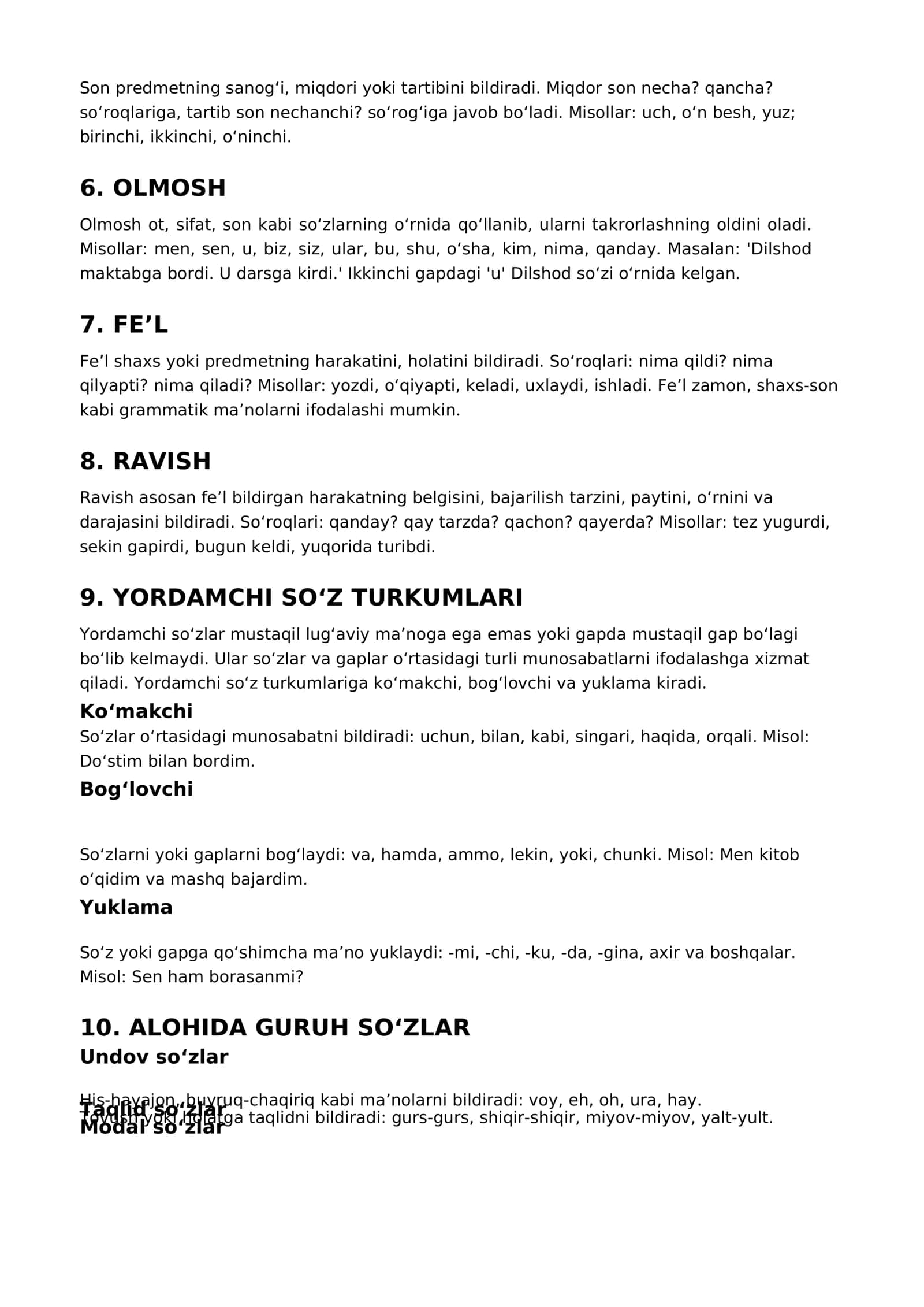 6-SINF ONA TILI soʻz turkumlari 3