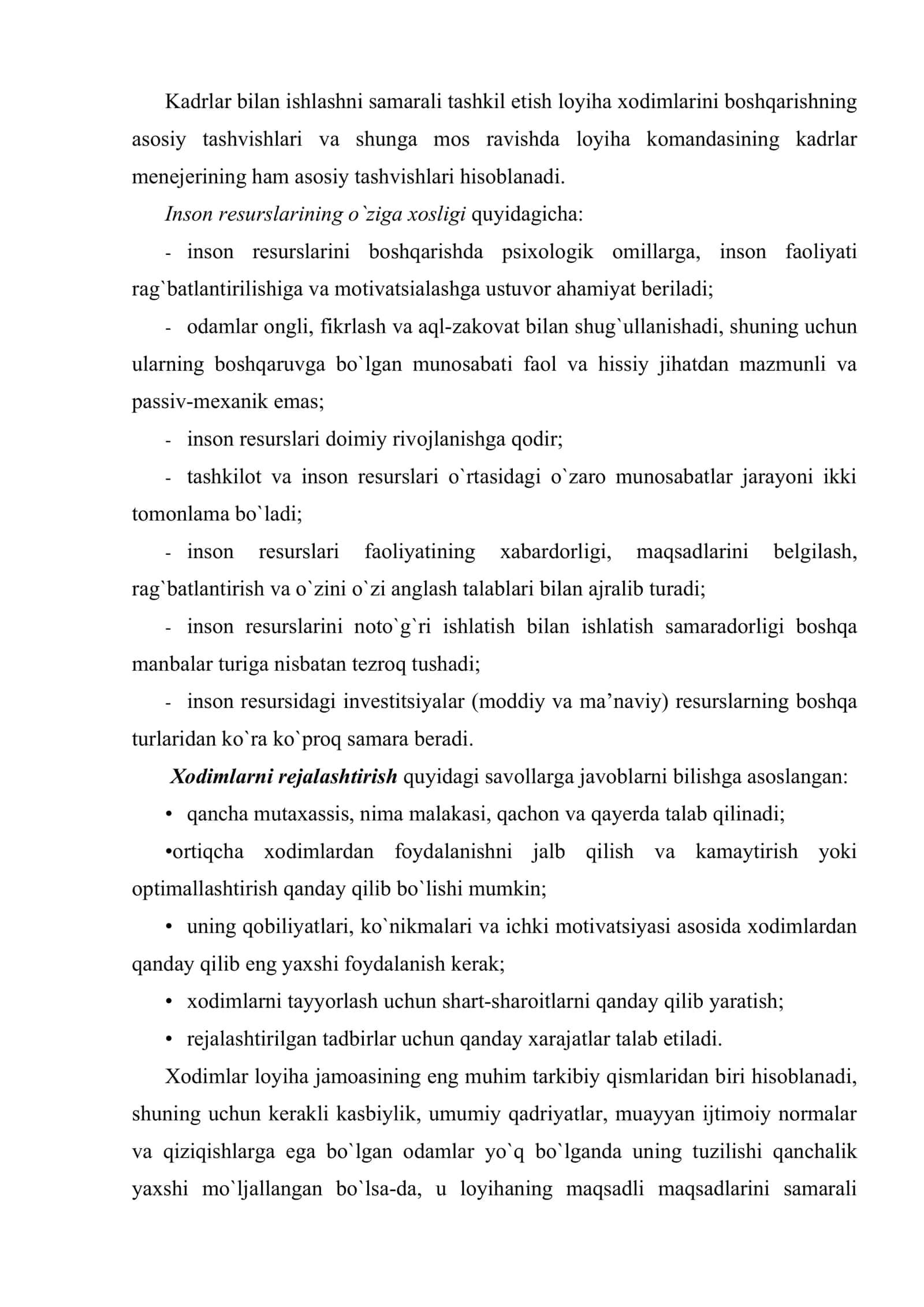 Loyihaning inson resurslarini boshqarish 3
