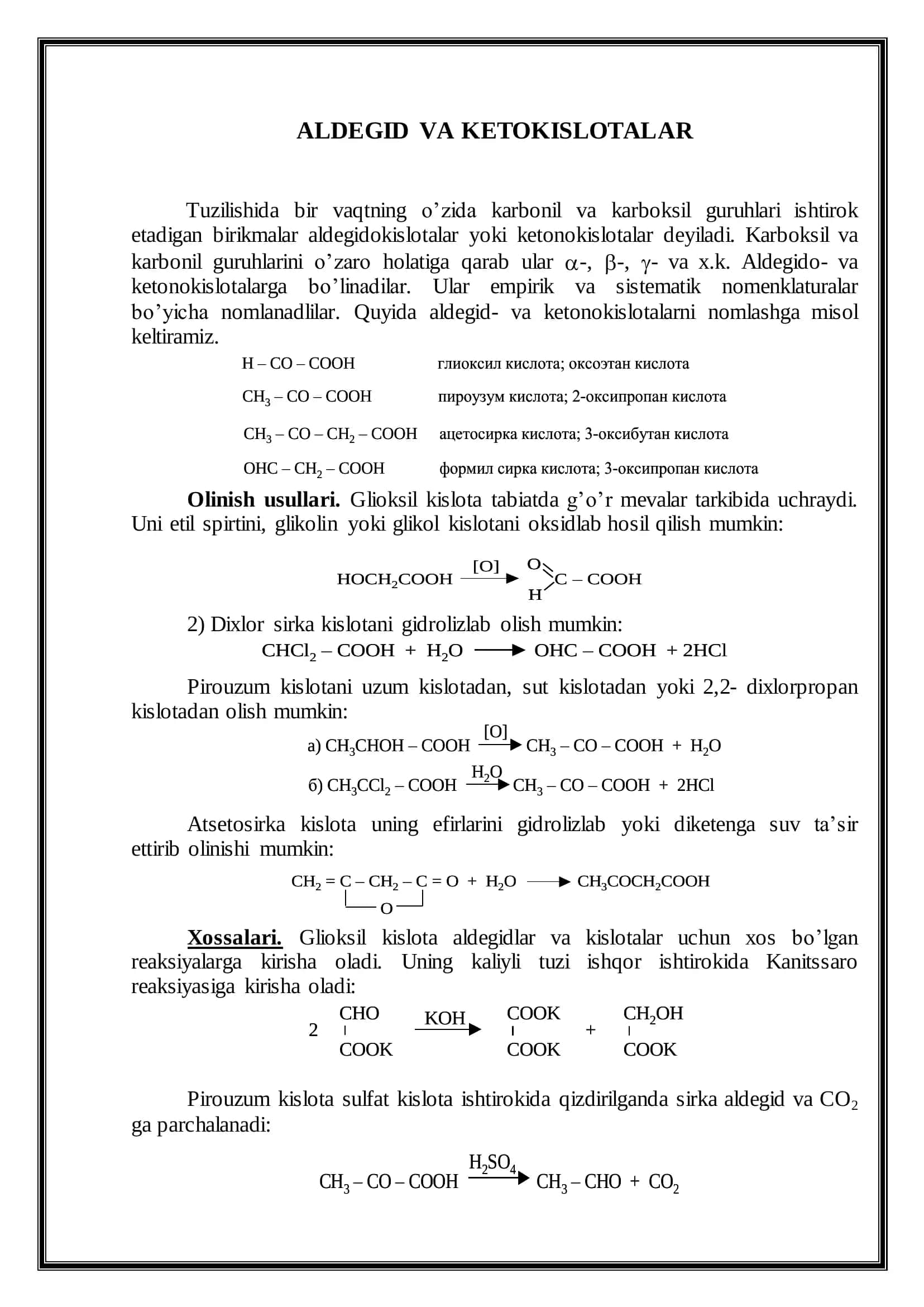 ALDEGIDO VA KETOKISLOTALAR 3