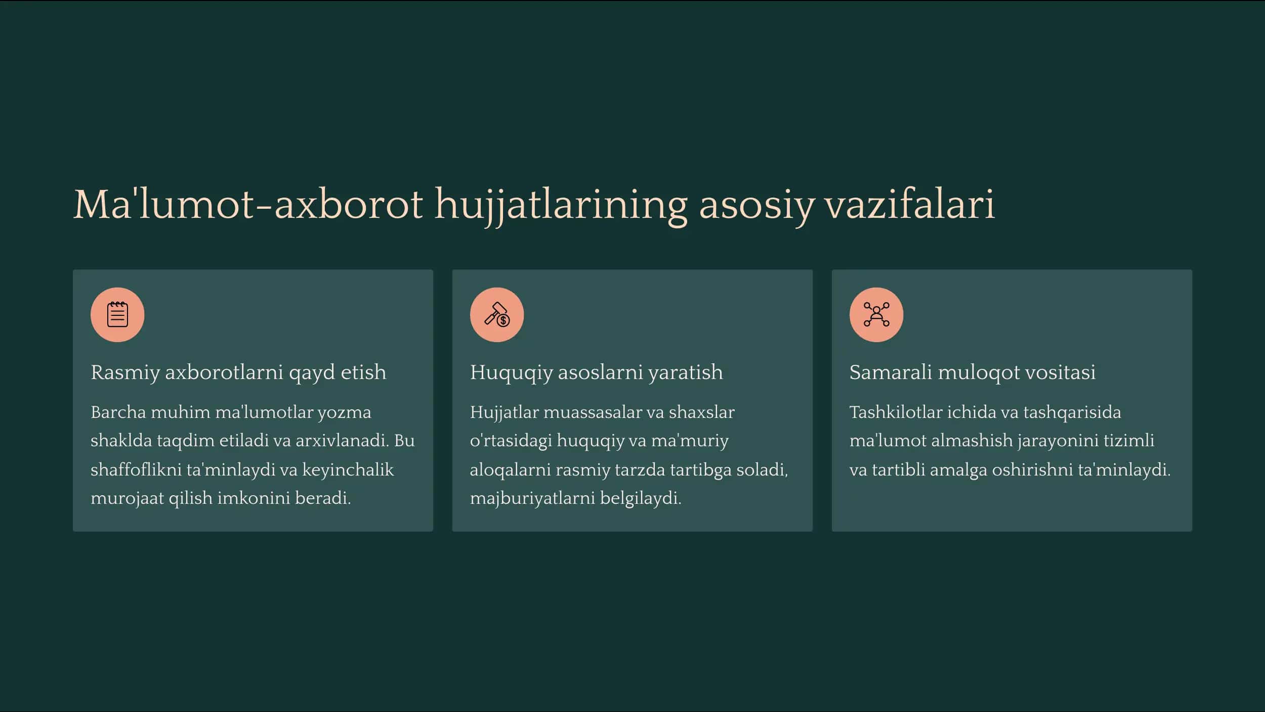 Ma'lumot, Axborot va Hujjatlarning Turlari 3