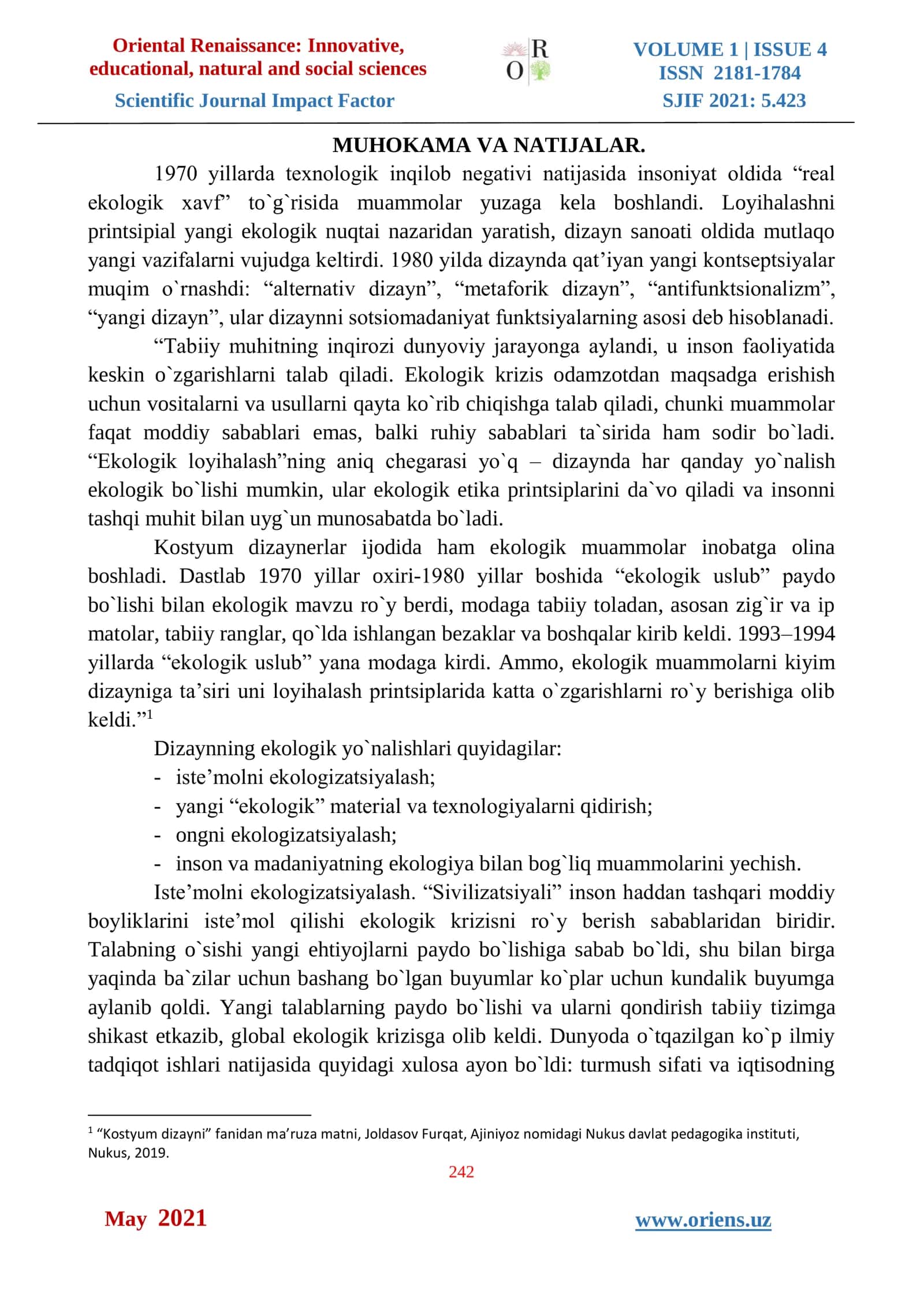 LIBOS DIZAYNI TA’LIMIDA EKOLOGIK – INNOVATSION 3