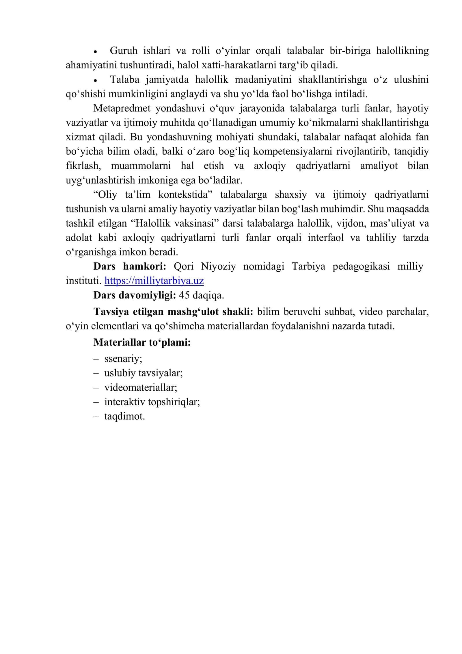 “Halollik vaksinasi”. dars ishlanma 3