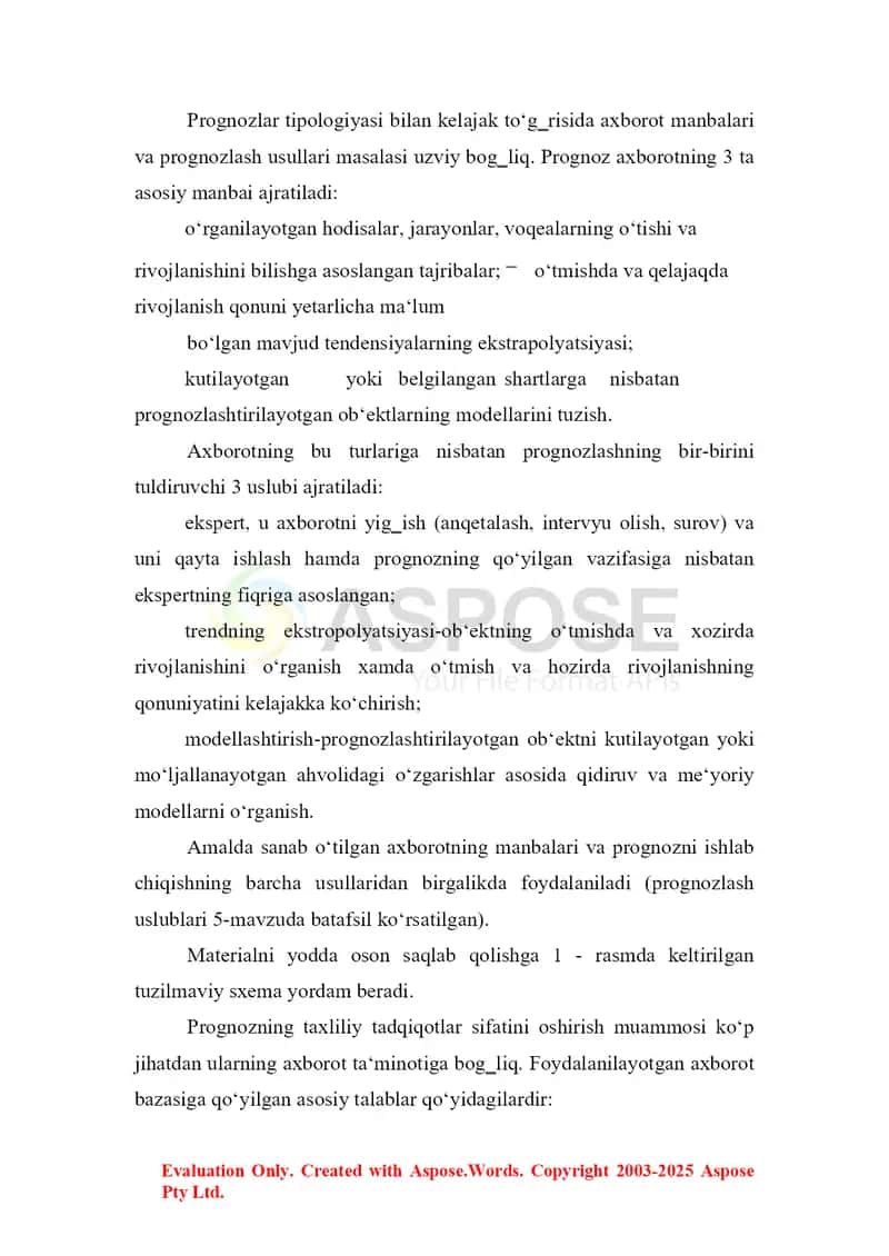 Prognozlashtirishning axborot bazasi 3