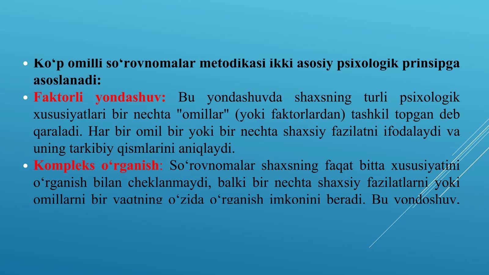 Ko’p omilli shaxsning o’rganish so’rovnomalari 3