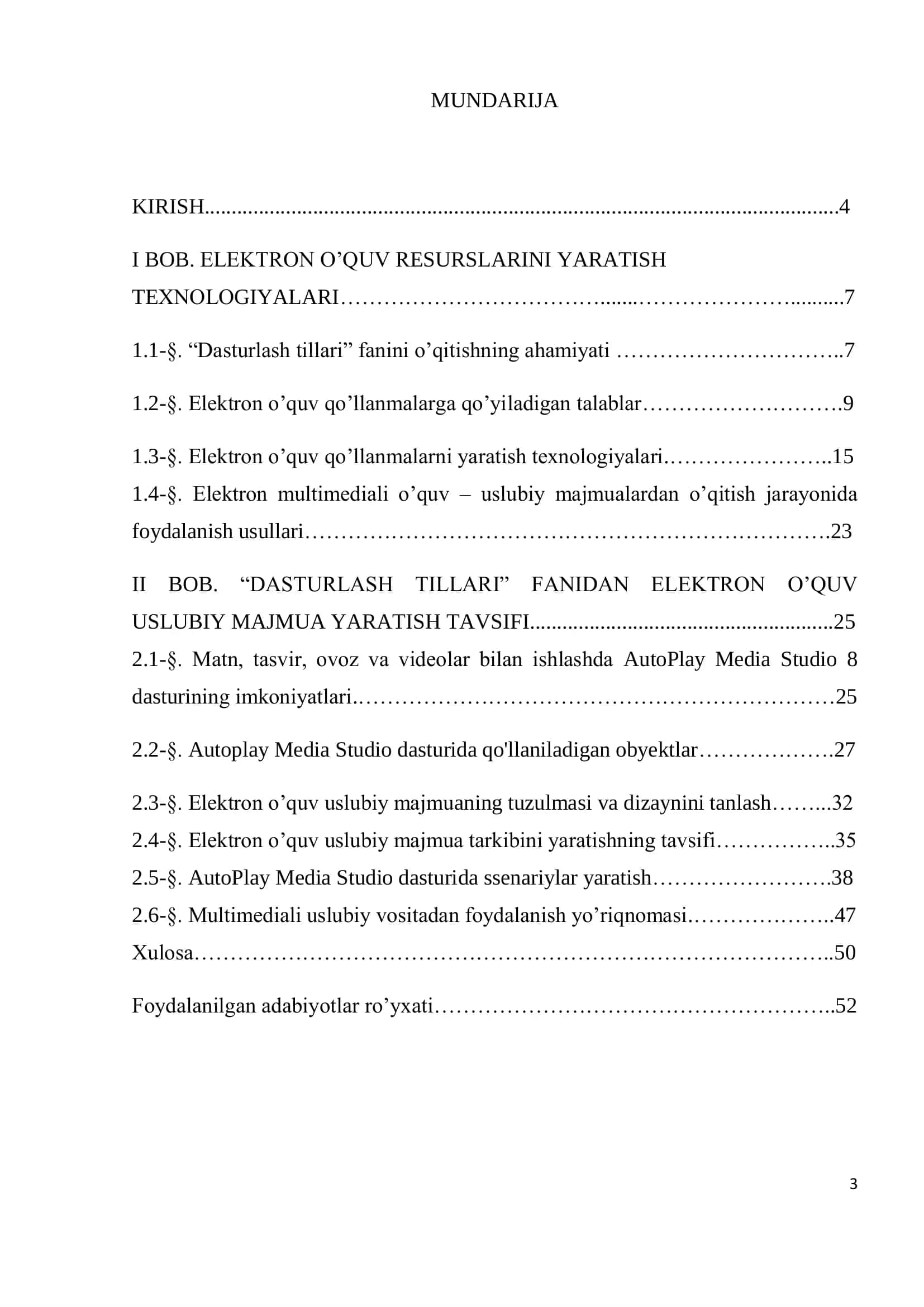 "Dasturlash tillari fanidan multimediali elektrоn o’quv-uslubiy majmua yaratish" 3
