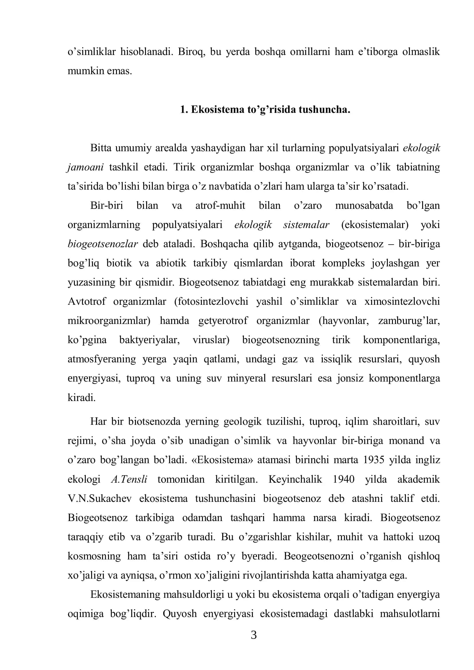 Ekоsistеmа to’g’risidа tа’limоt 3