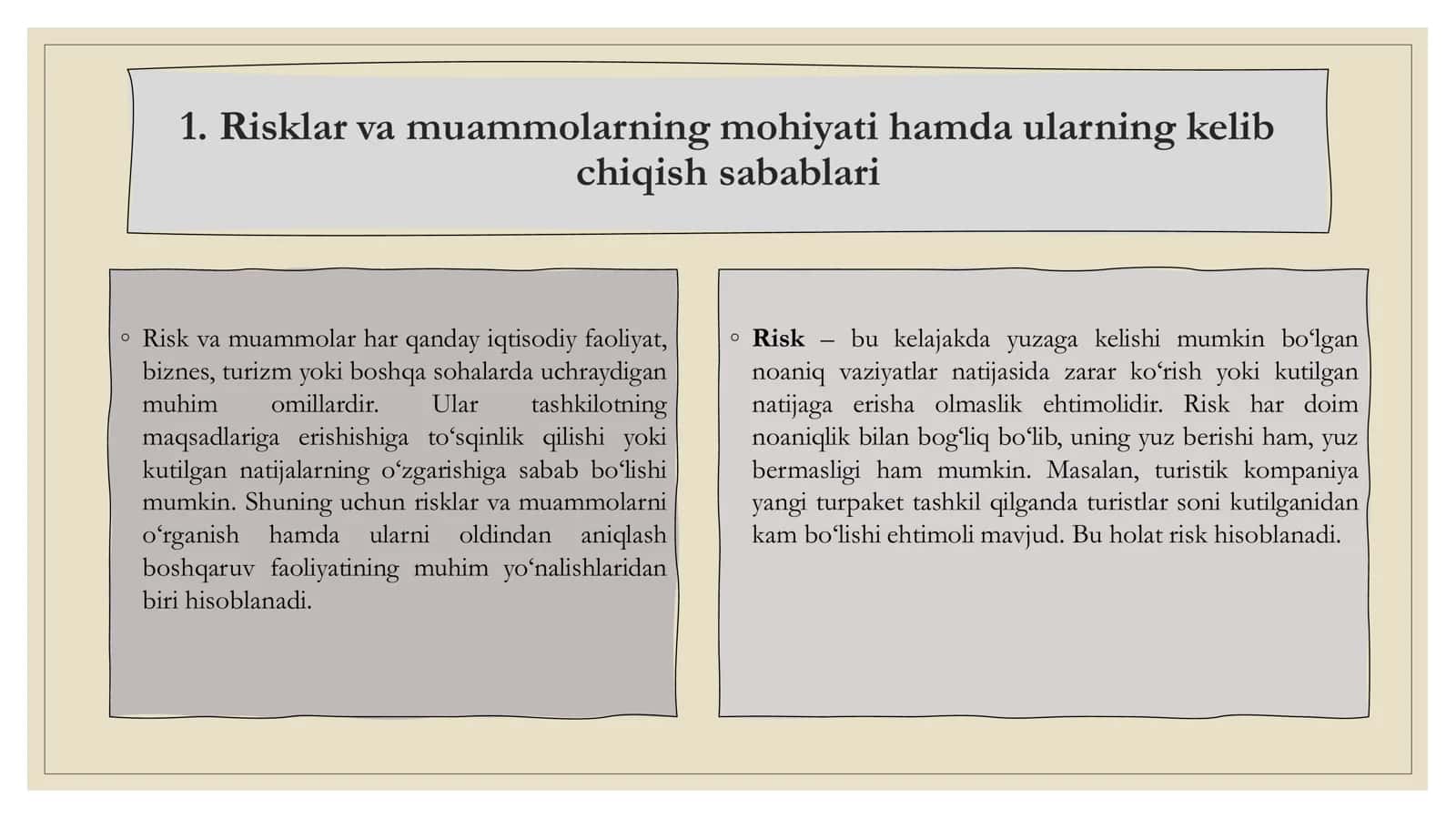RISKLAR VA MUAMMOLAR. SLAYT 12 LIST 3