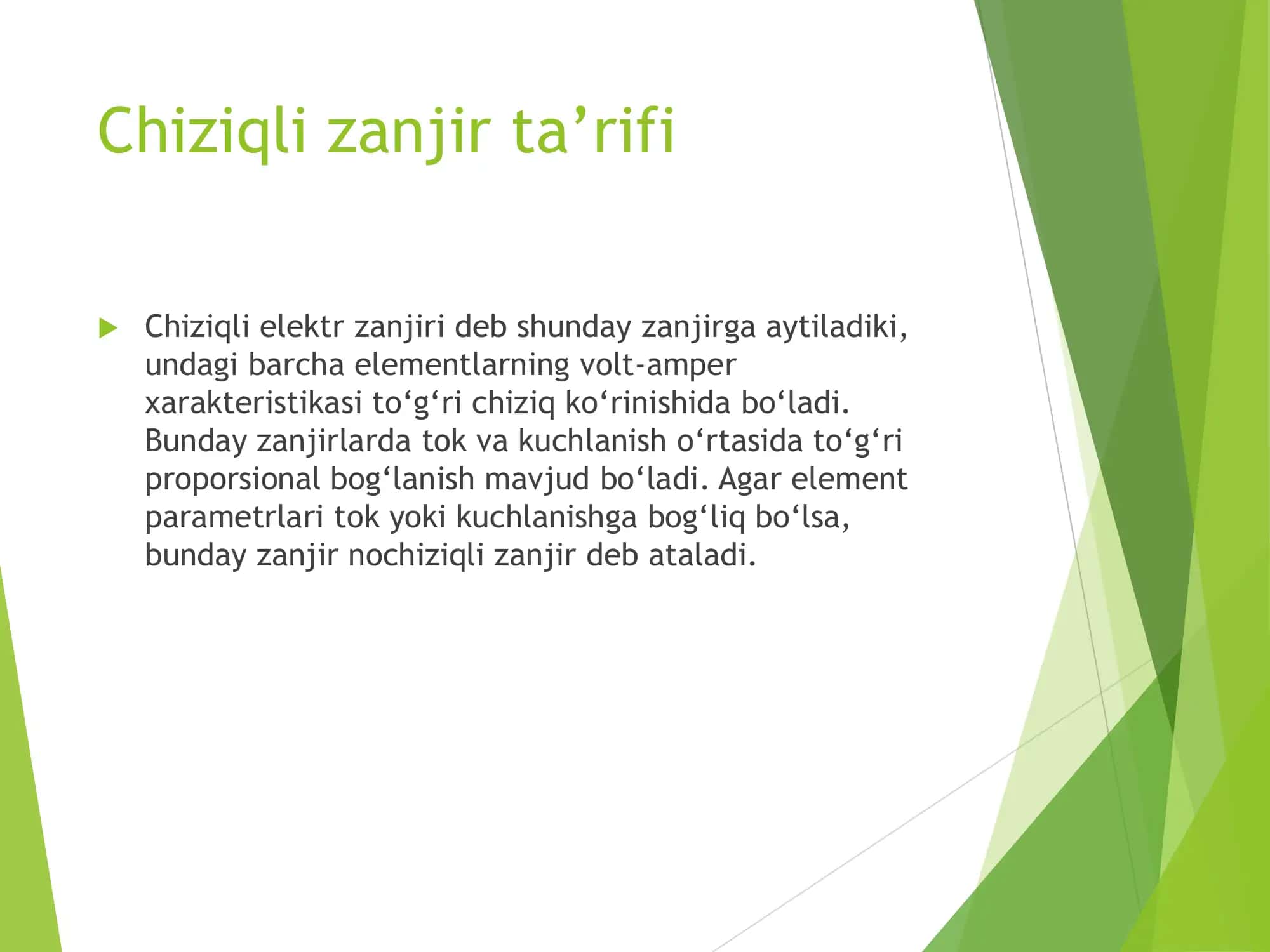 Chiziqli elektr zanjirlar 3