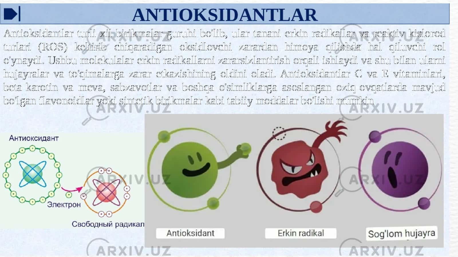Antioksidantlar. Ularning klinikada qo'llanilishi 3