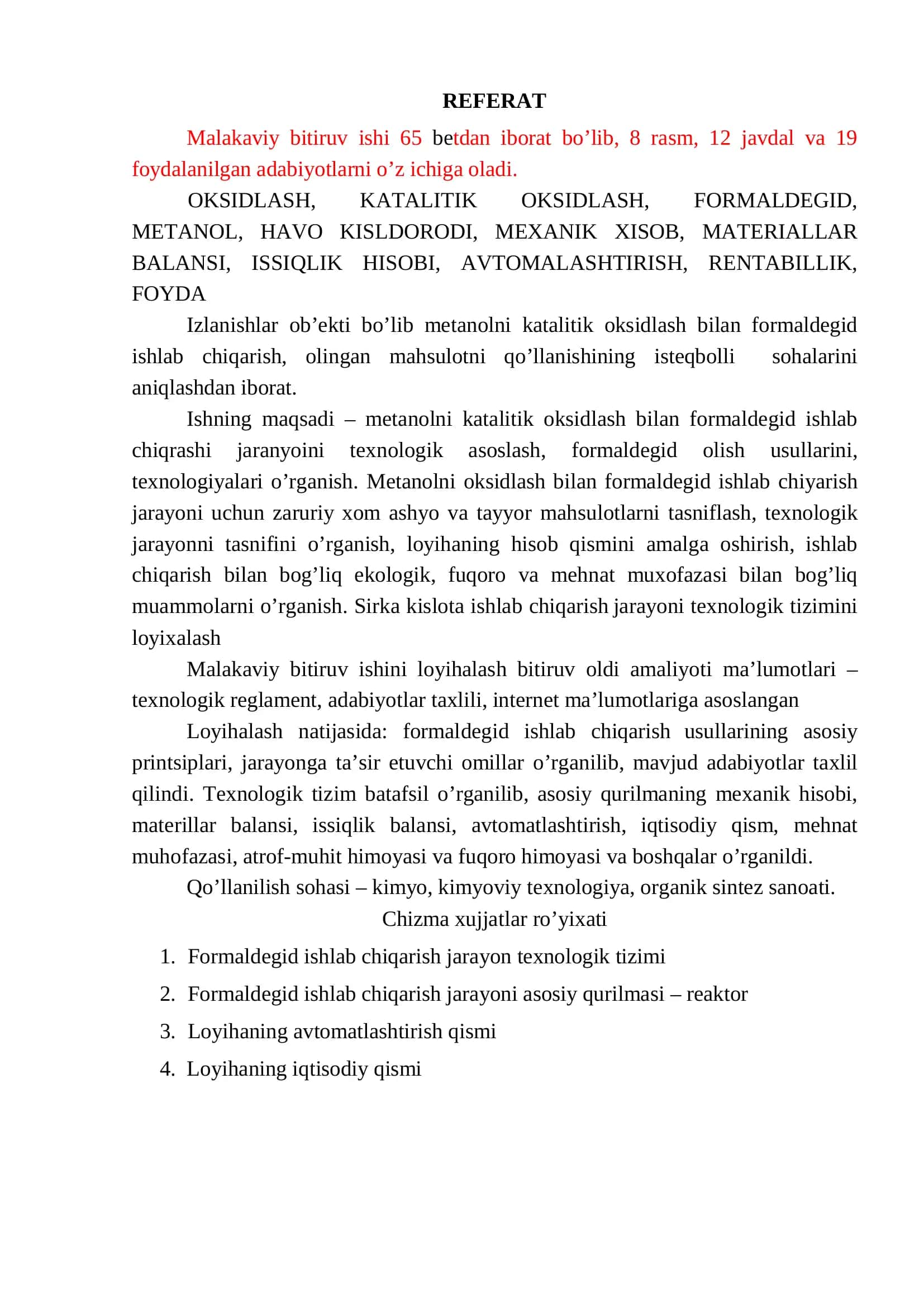 METANNI OKSIDLASH BILAN FORMALMDEGID ISHLAB CHIQARISH 3