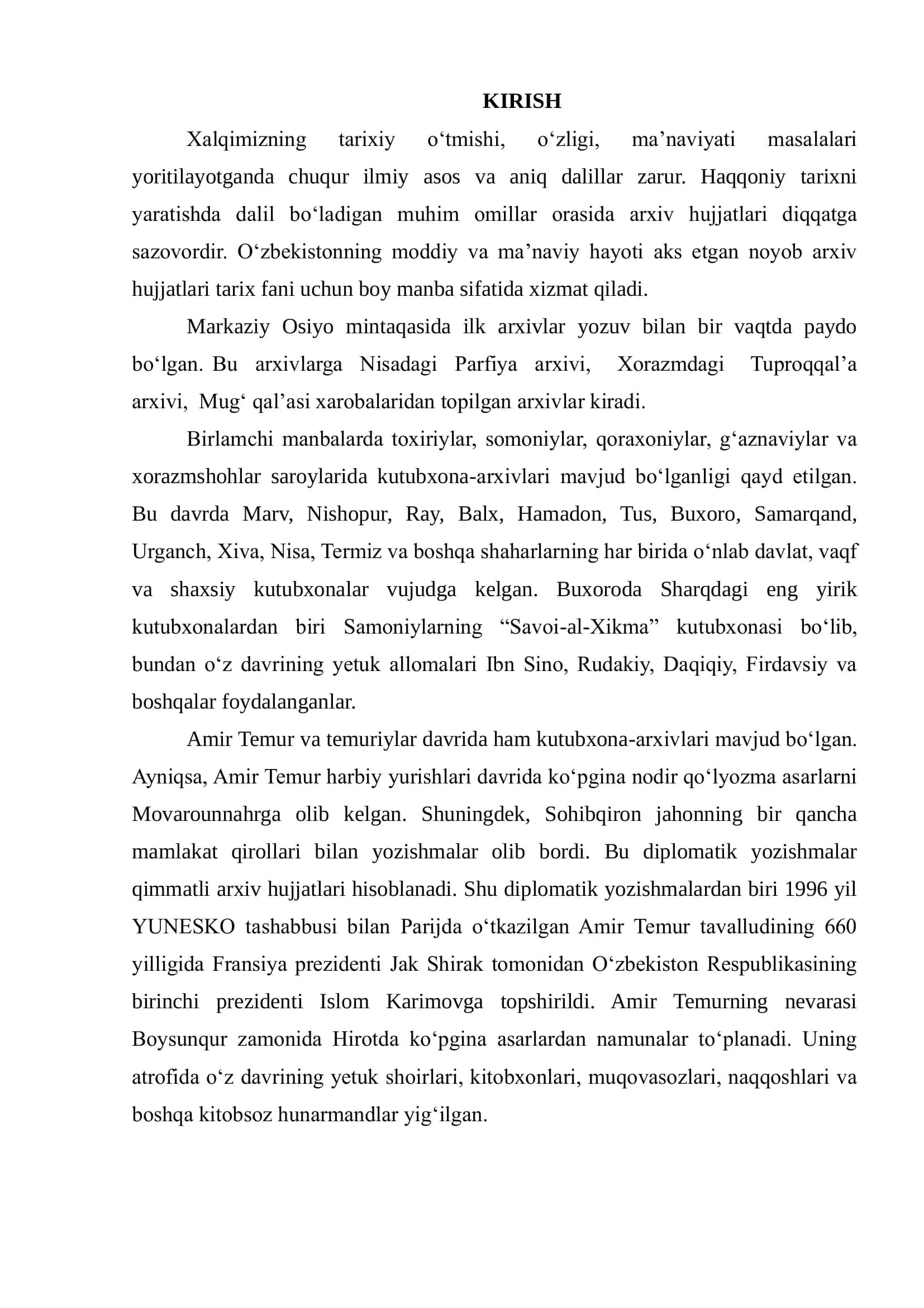ARXIVSHUNOSLIK  O‘QUV-TANISHUV AMALIYOTI HISOBOTI 3