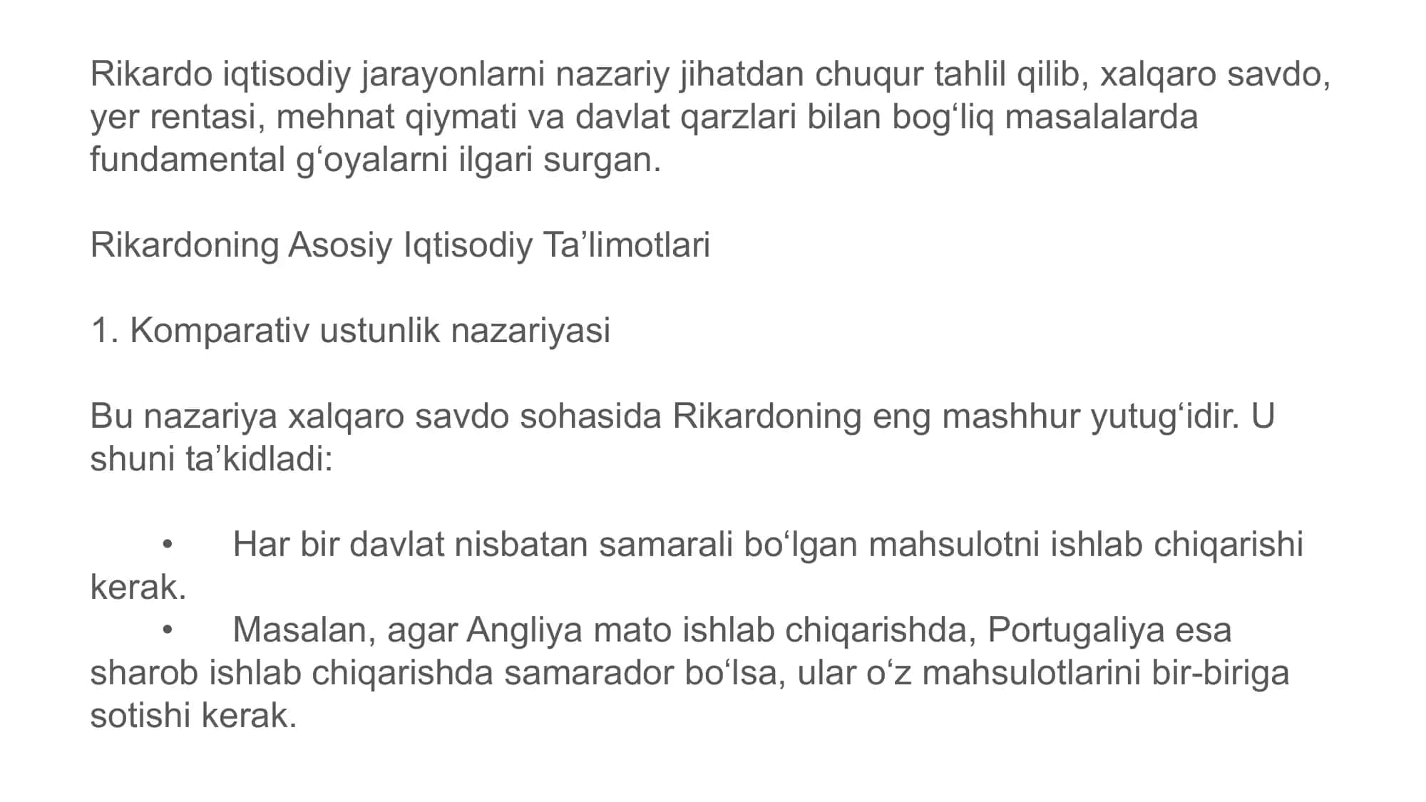 David Rikardo Iqtisodiy Ta’limoti 3