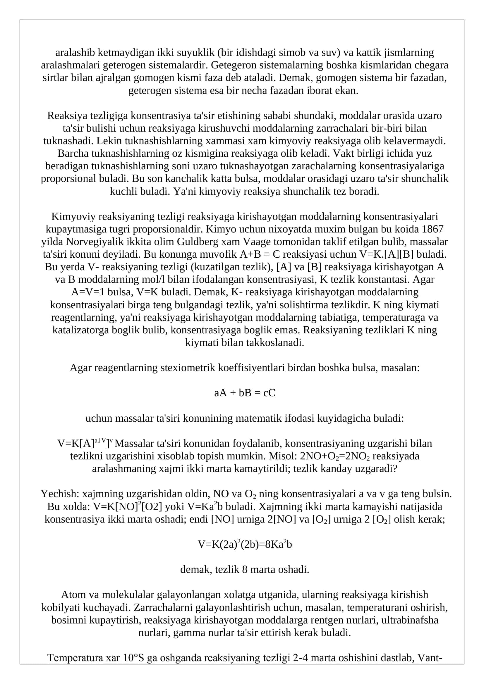 Kimyoviy reaksiyalar tezligi 3