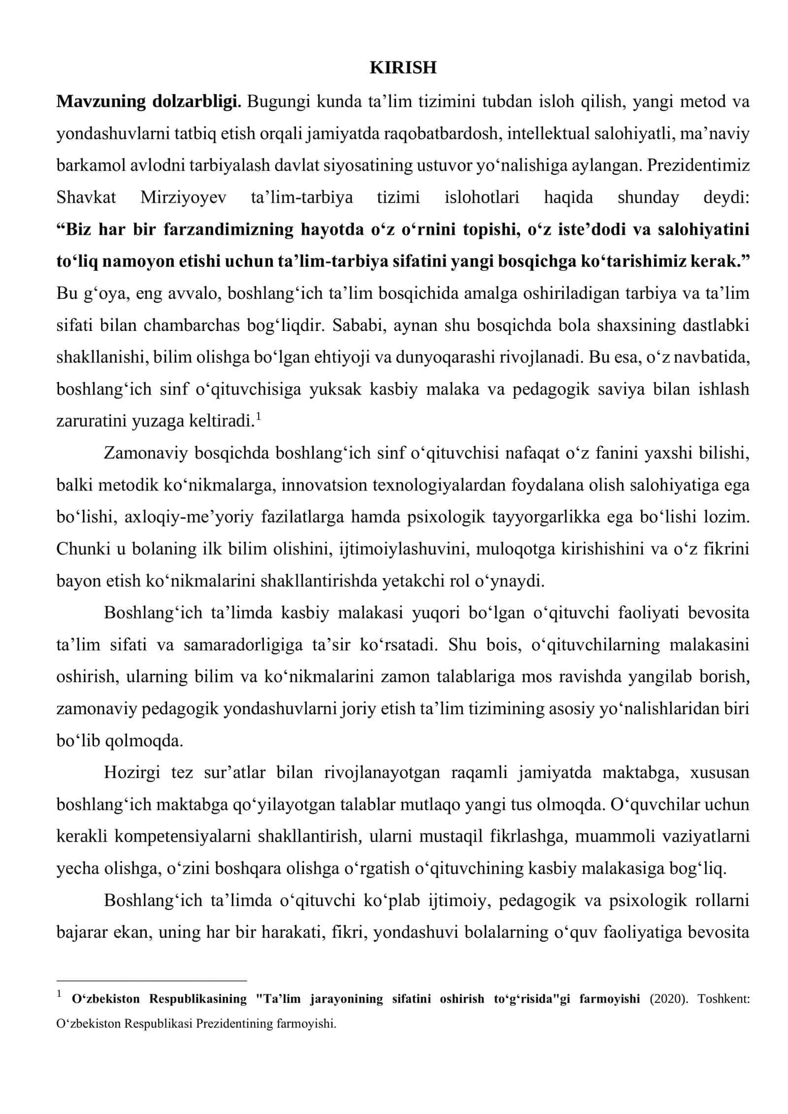 Boshlang‘ich sinf o‘qituvchisining kasbiy malakasi 3