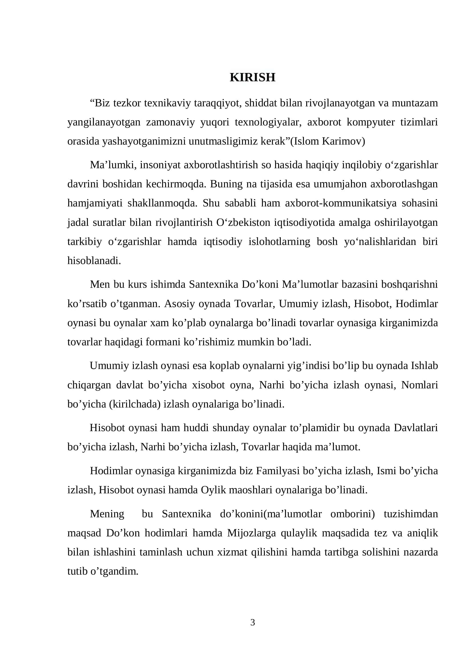 Santexnika do’konini ma’lumotlar bazasini yaratish 3