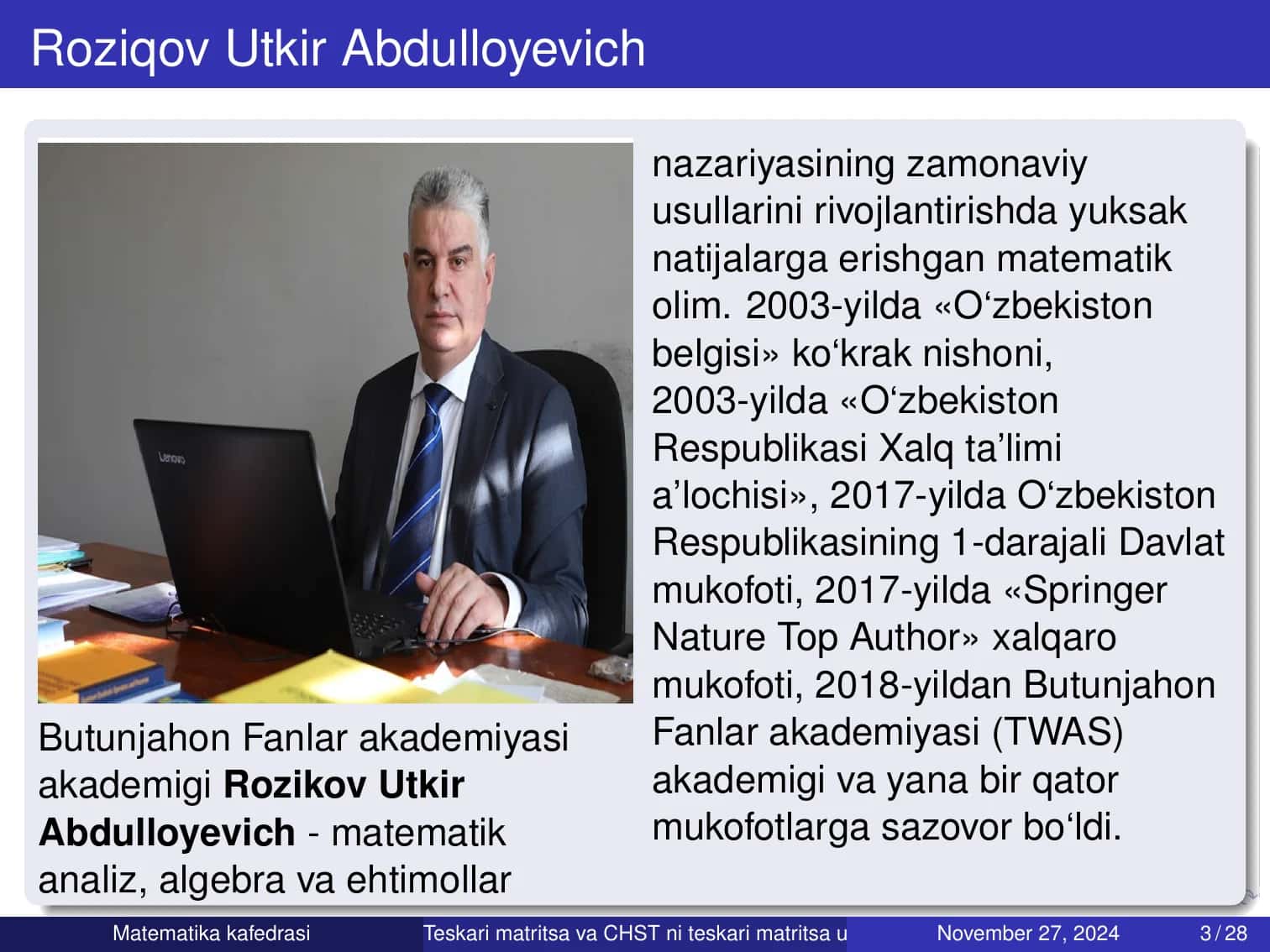 Teskari Matritsa va Chiziqli Tenglamalar Sistemasi 3