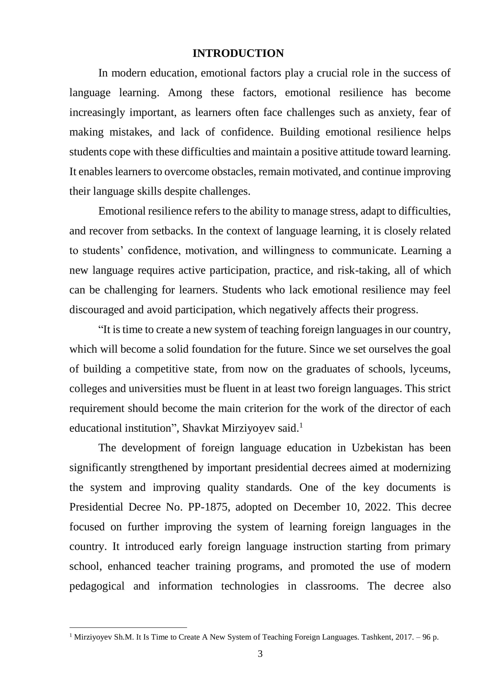 Course Paper: Building Emotional Resilience in Language 3