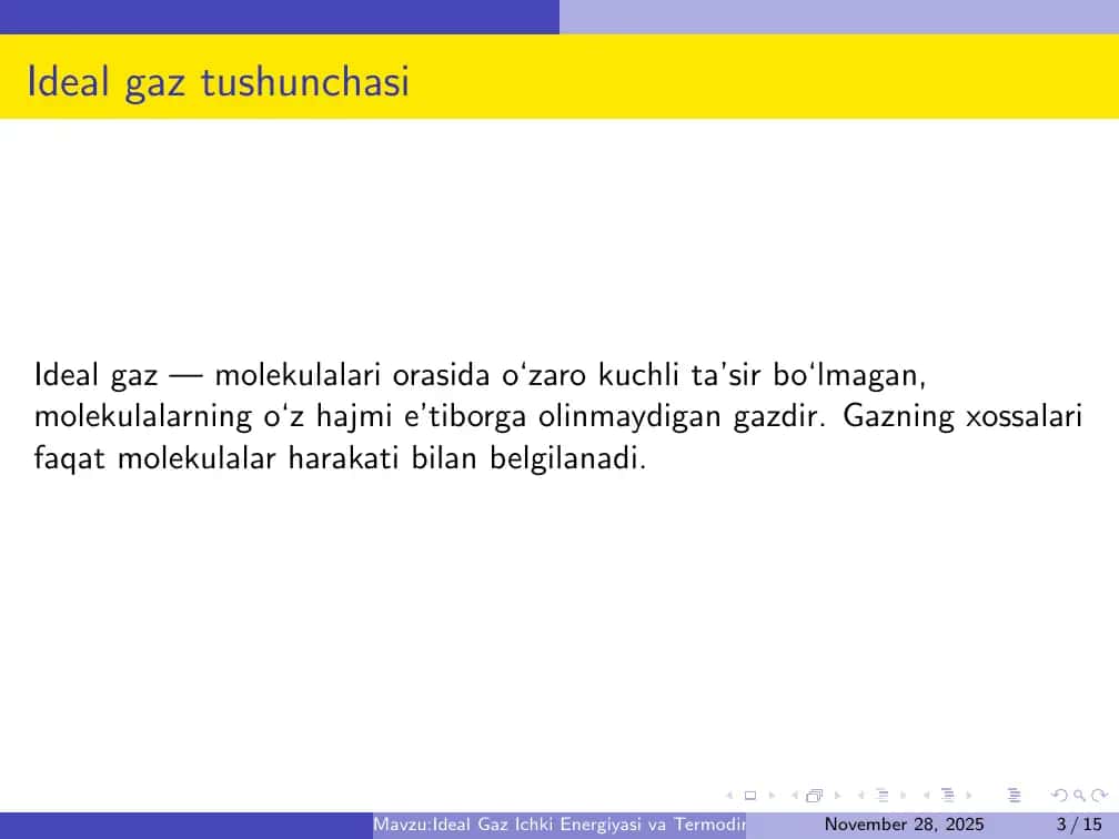 Ideal Gaz Ichki Energiyasi va Termodinamika Qonunlari 3