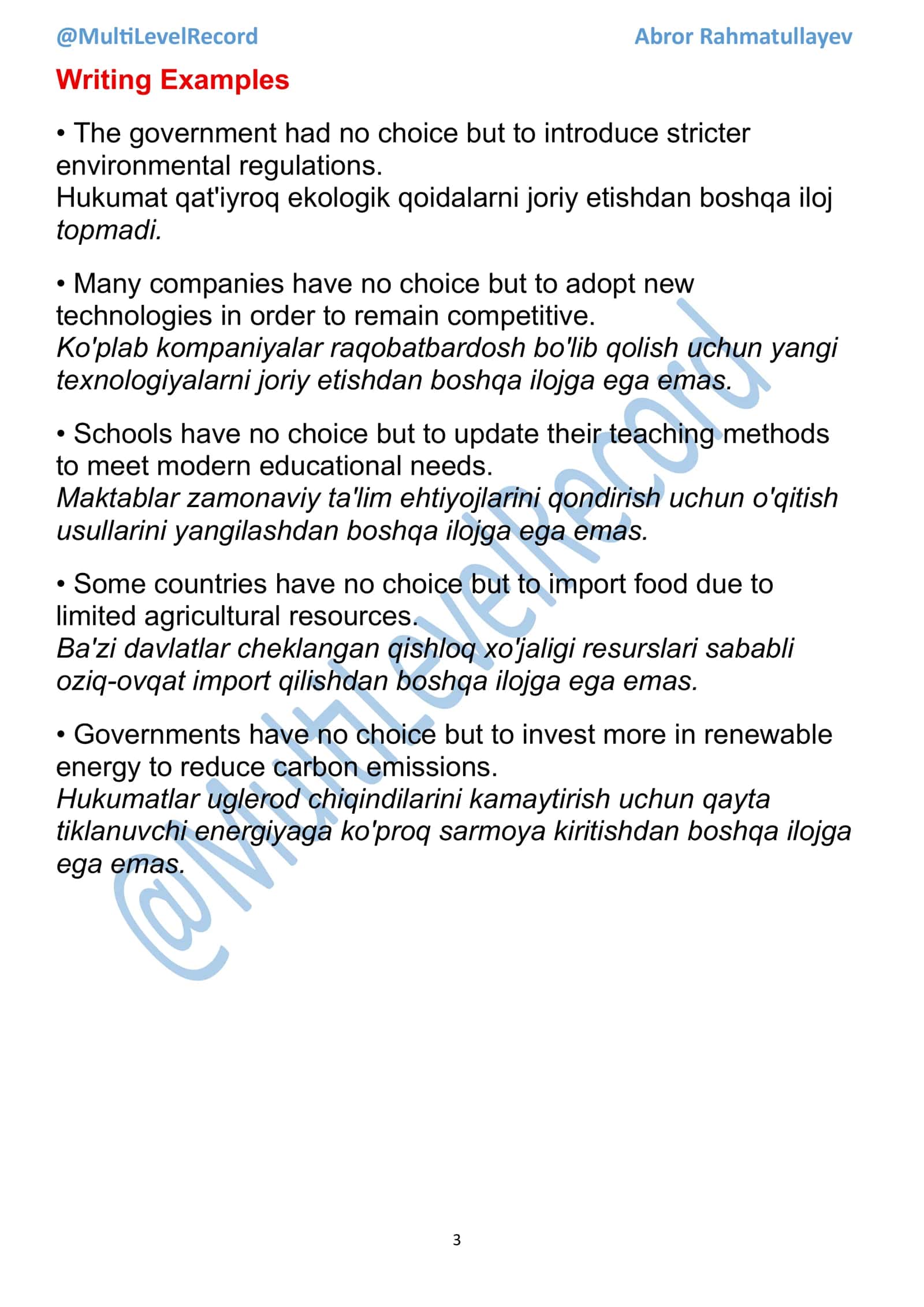ADVANCED GRAMMAR FOR WRITING 3