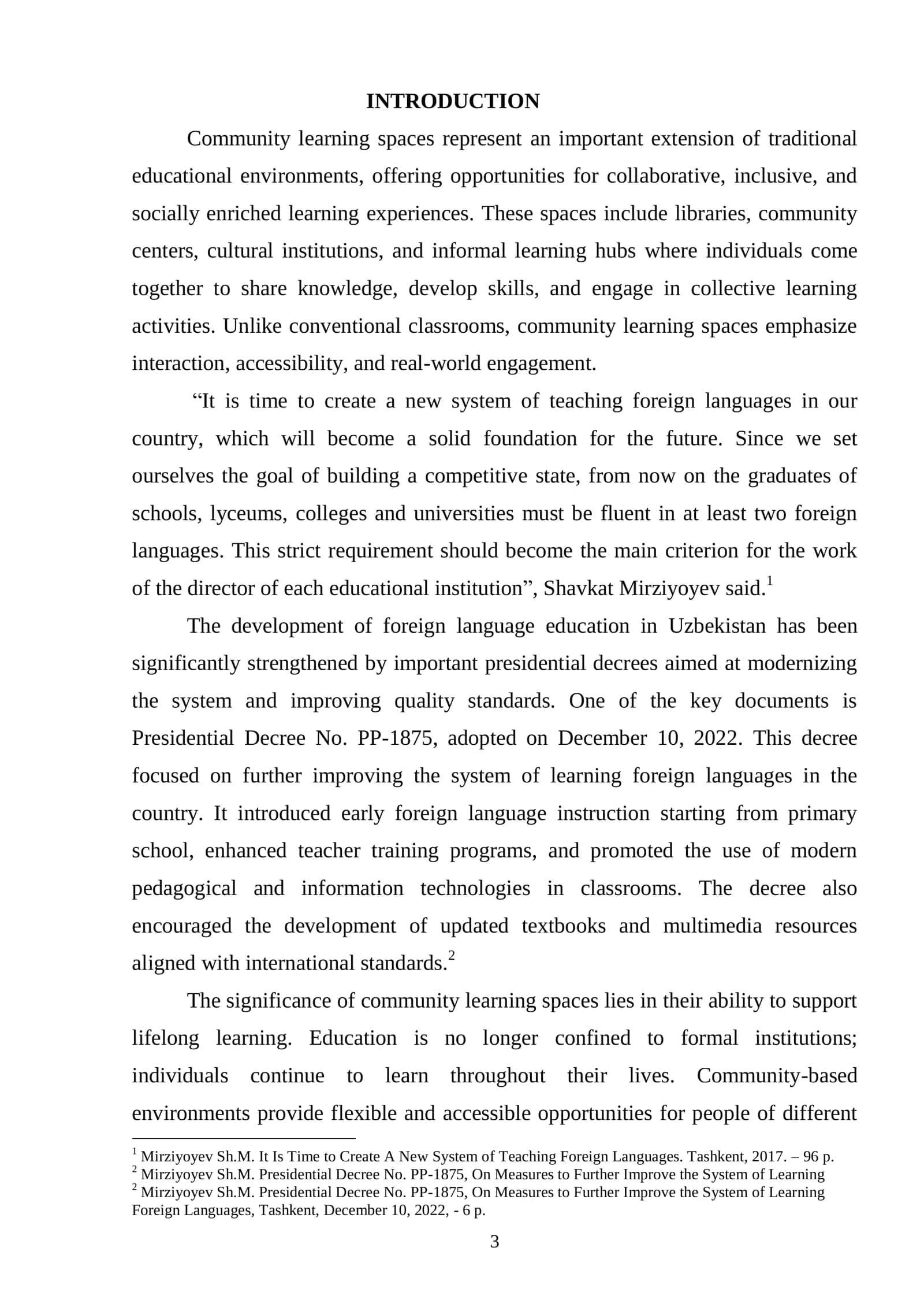 Course Paper on "The benefits of community learning spaces" 3