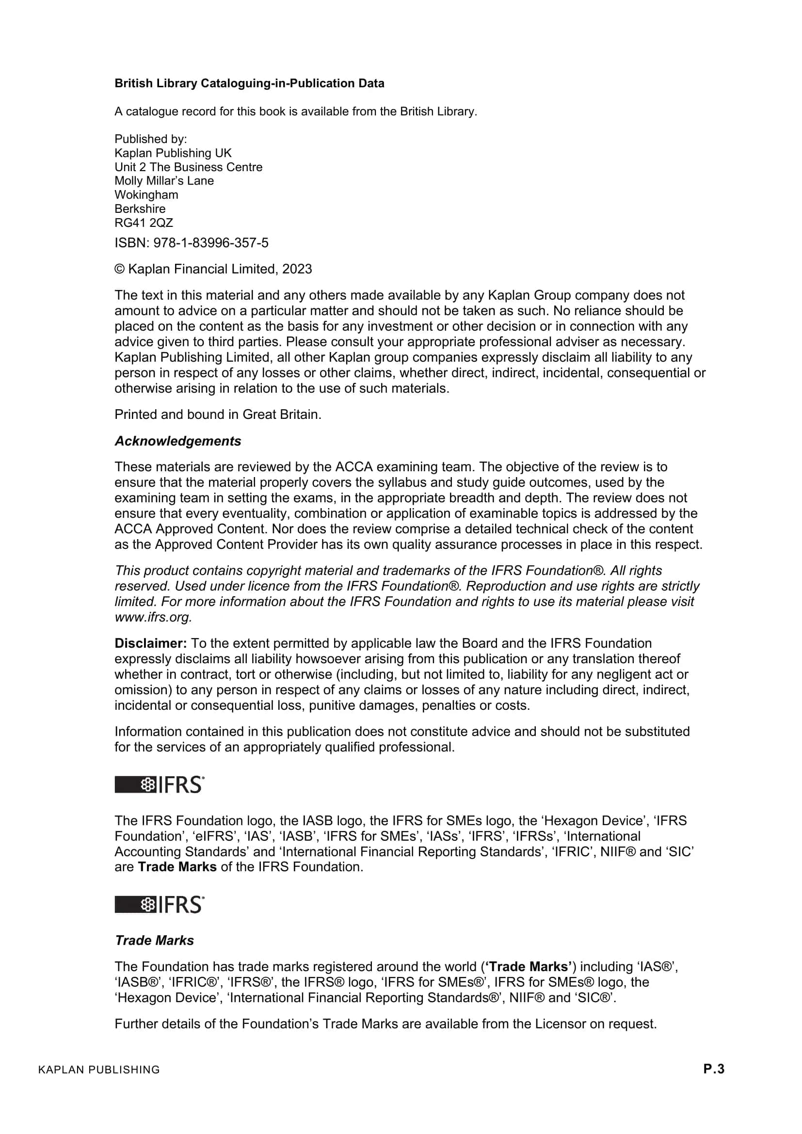 ACCA Diploma in Accounting and Business Financial Accounting (FA/FFA) Study Text 3