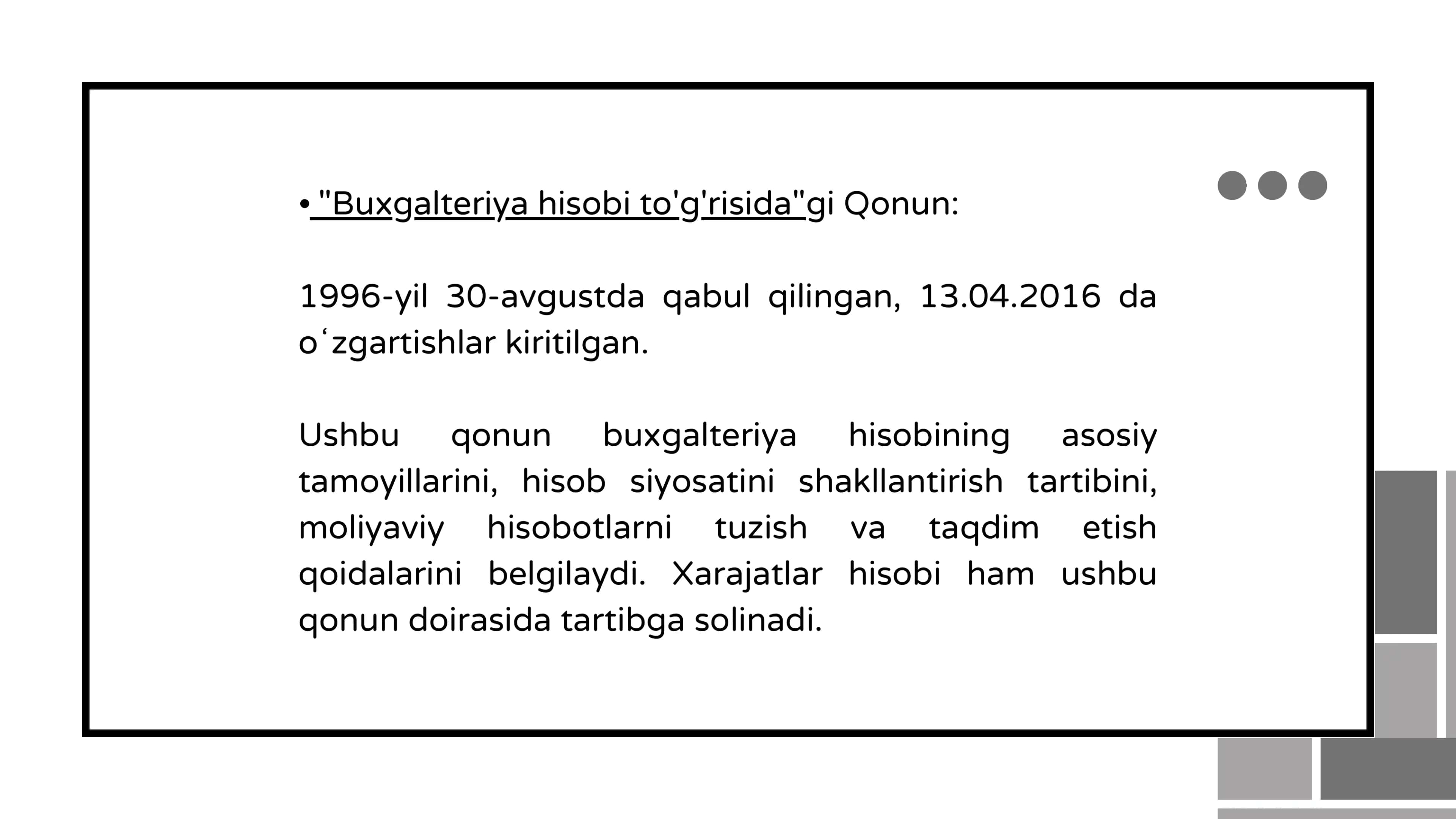 Buxgalteriya hisobi to'g'risida Qonun 3