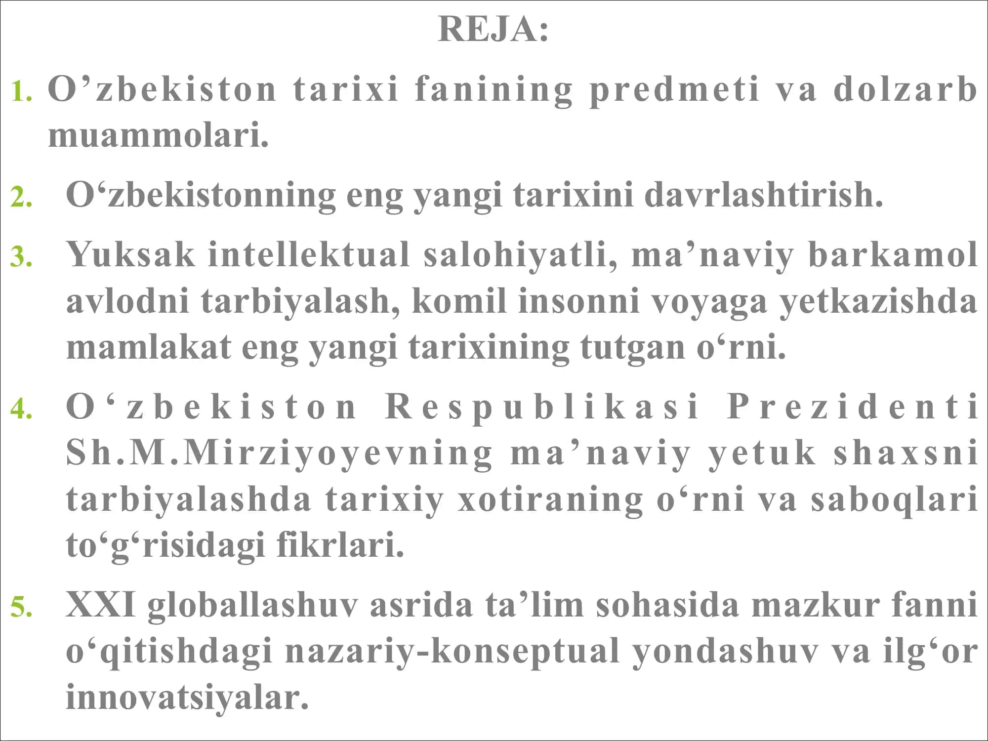 O’ZBEKISTONNING ENG YANGI TARIXI FANIDAN TAQDIMOT 3