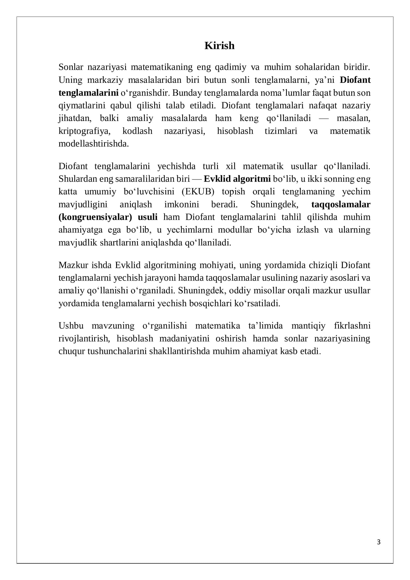 diofant tenglamalarimi yechishda Evklid algoritmidan foydalanish 3