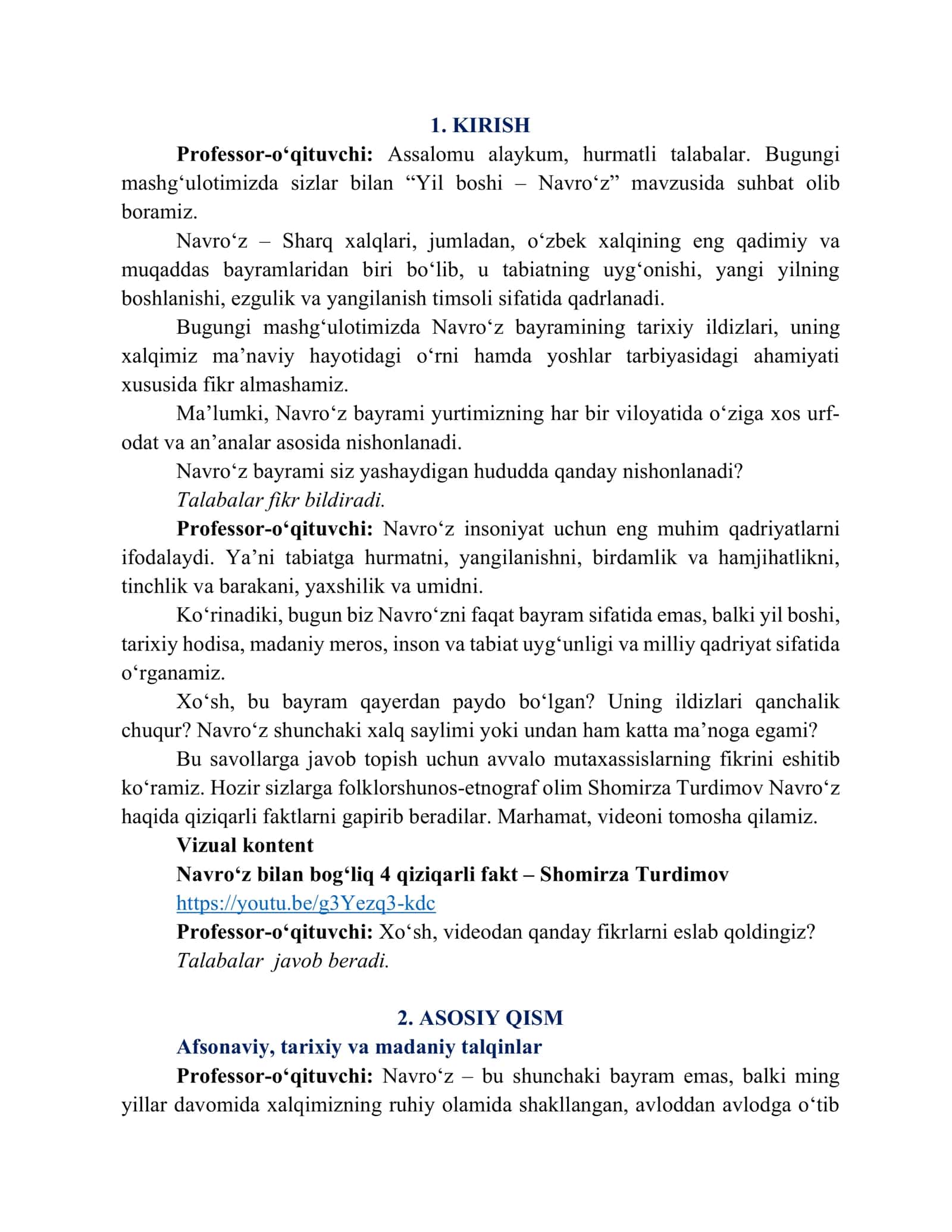 “Yil boshi – Navro‘z”. dars ishlanma 3