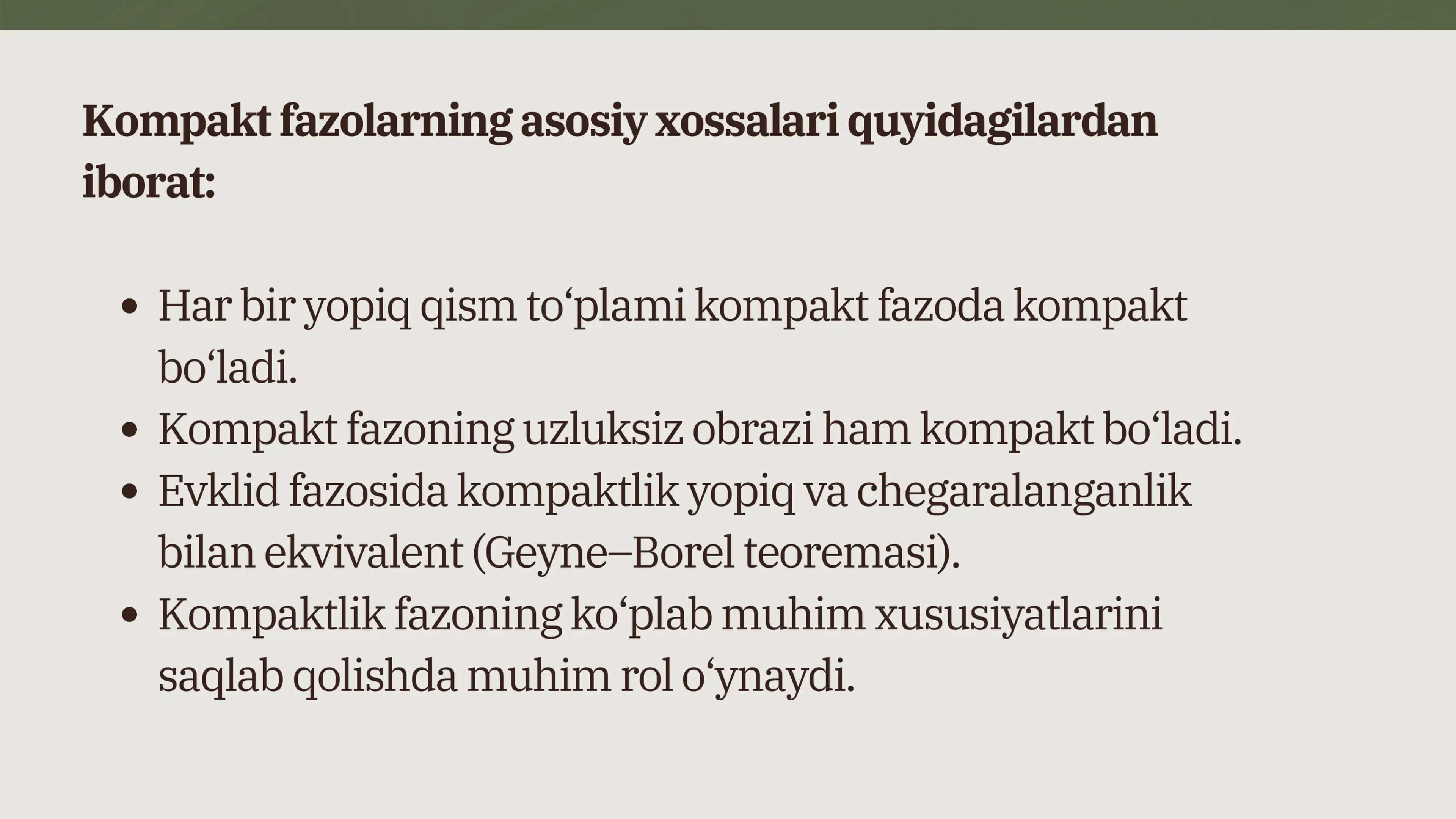 Kompakt fazolarning dekart ko'paytmada saqlashi 3