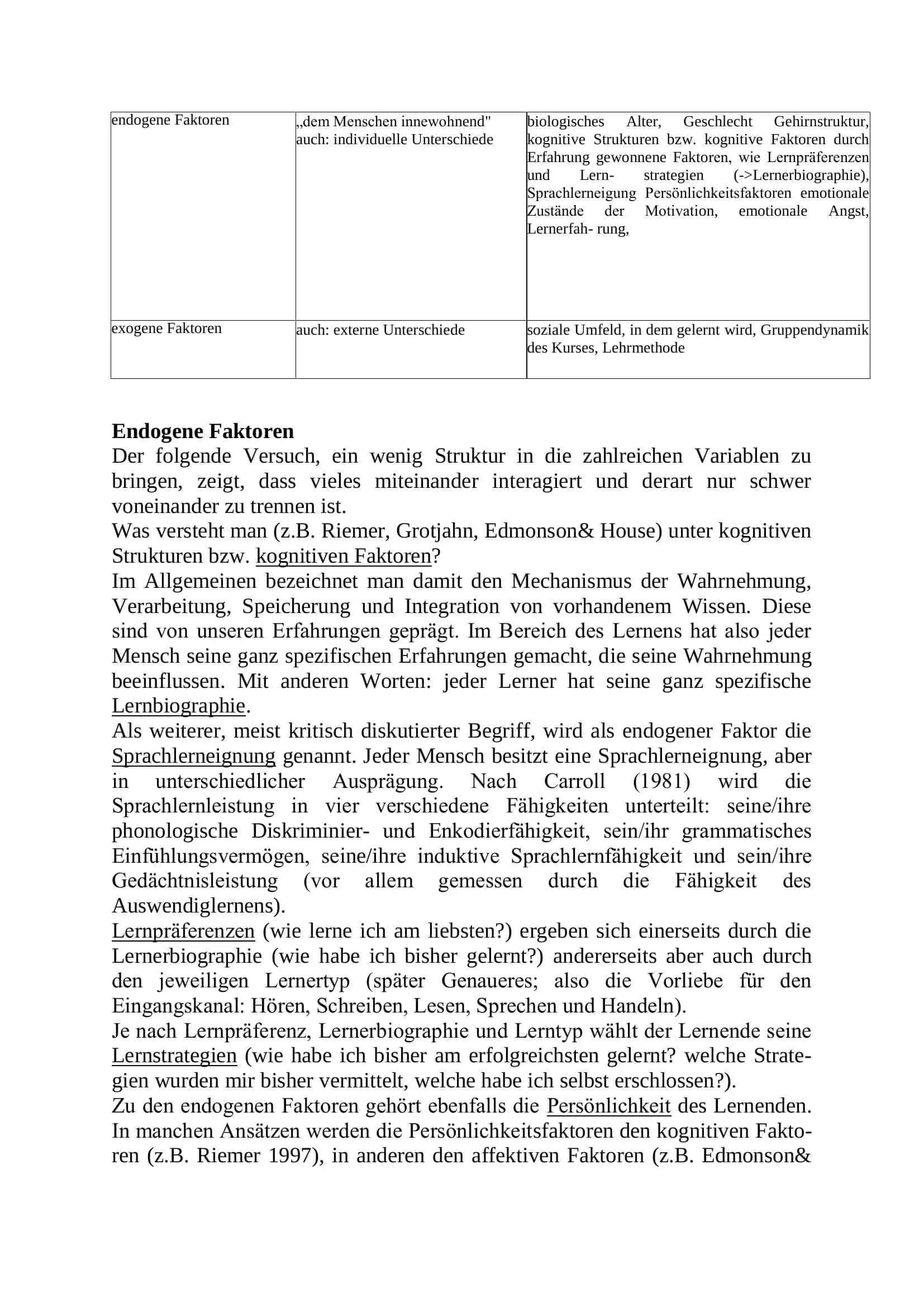 Grundgrößen des Spracherwerbs / Lernervariablen 3