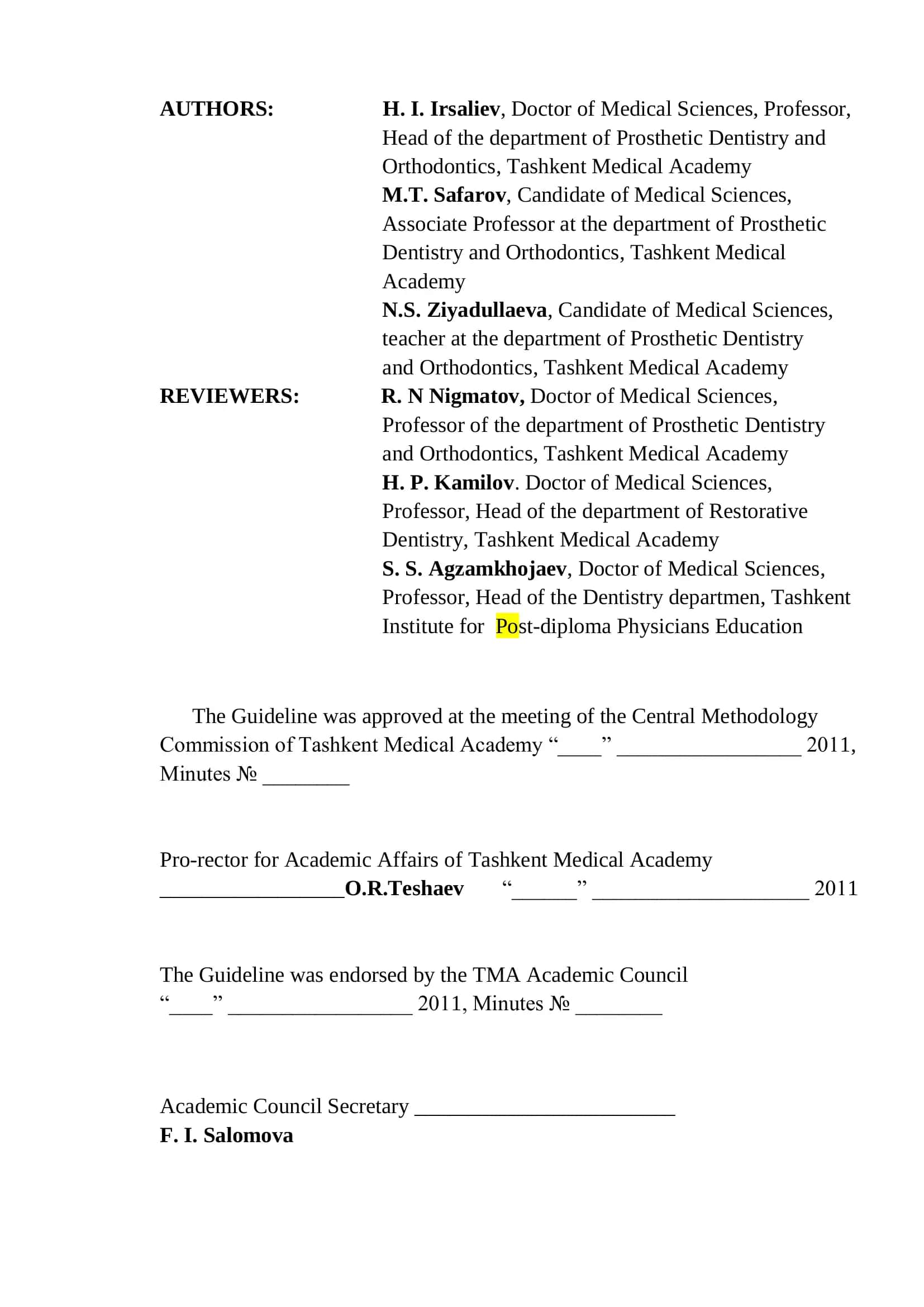 Additional Methods of Research of Patients in Clinic of Orthopedic Stomatology 3