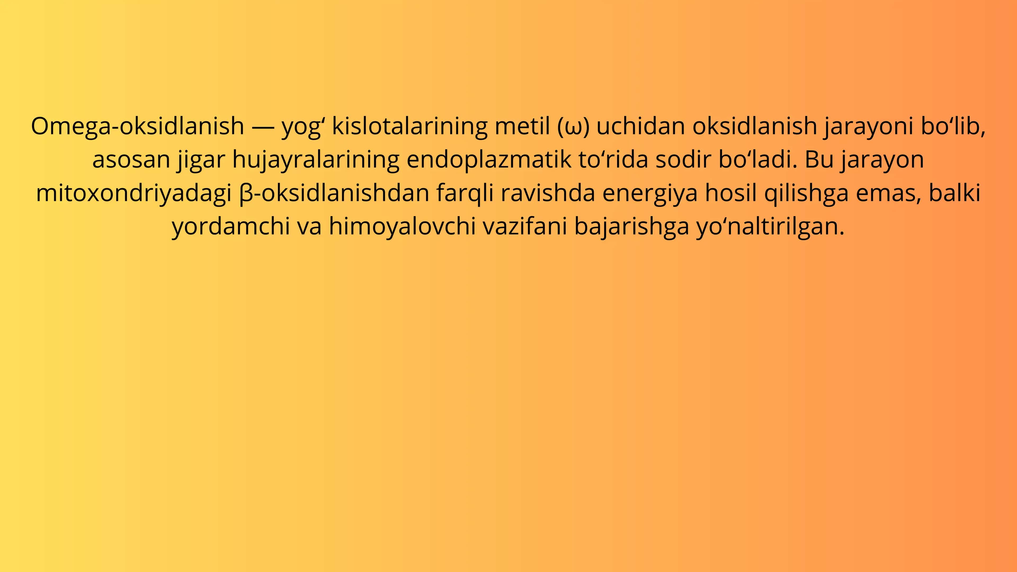 Yoqkislotalarining omega oksidlanishi ahamiyati va buzulishi 3