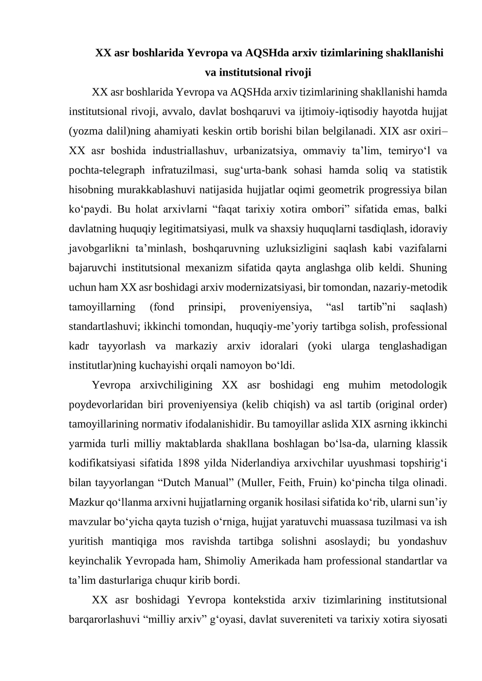 XX-XXI ASRLARDA YEVROPA VA AQSHDA ARXIV ISHI 3