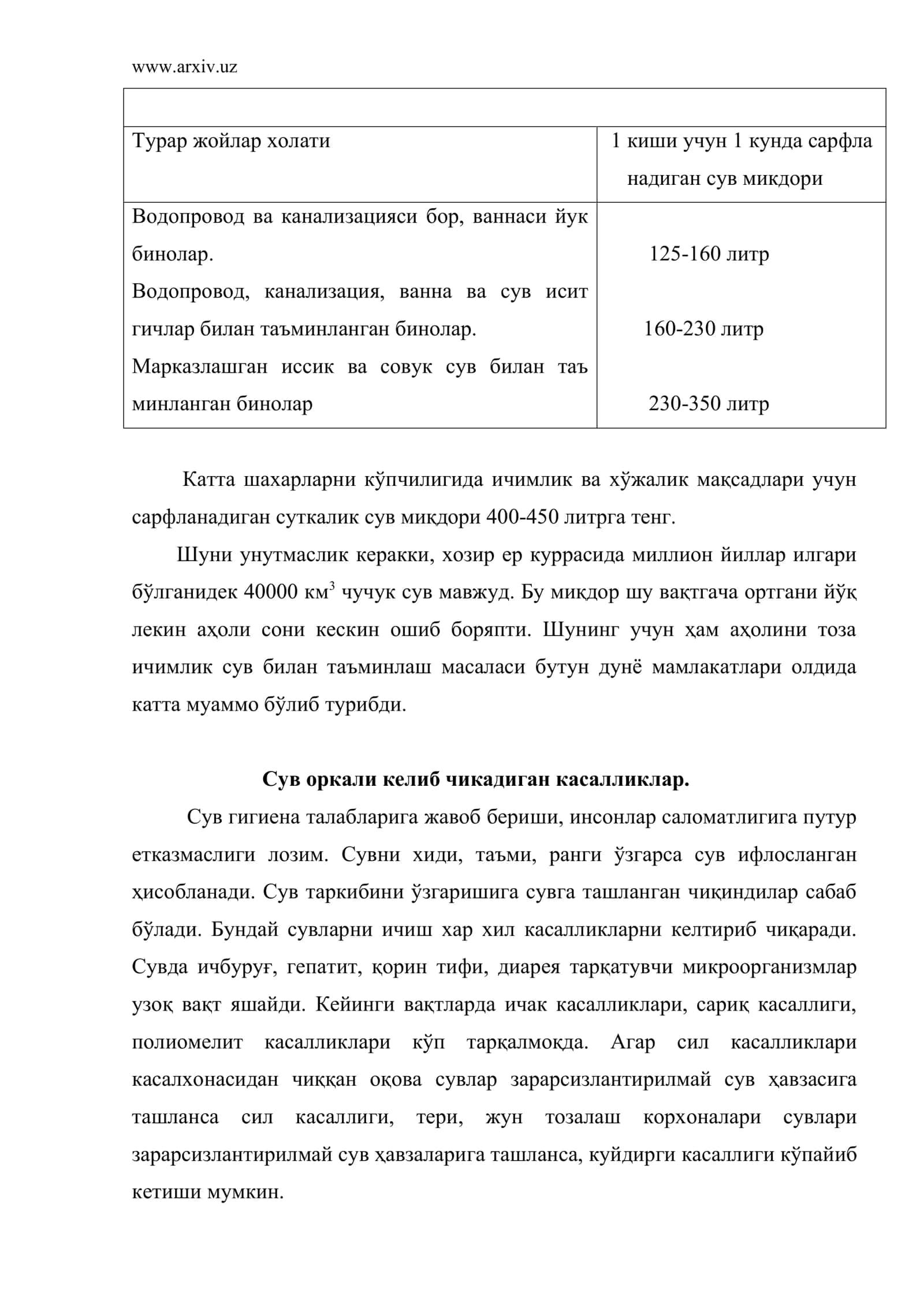 Сувнинг тирик организм учун аҳамияти 3