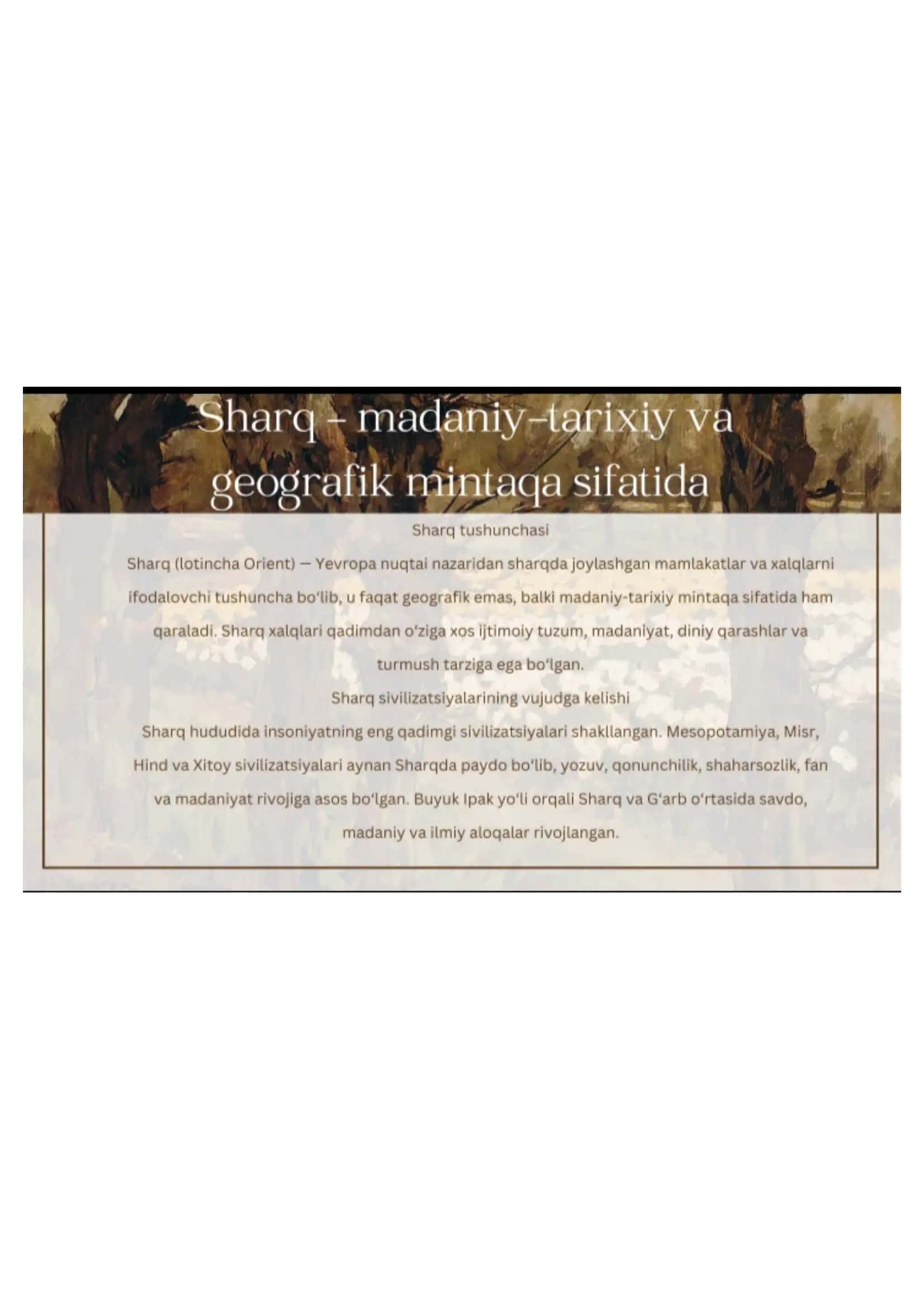 Sharq madaniyati tarixi 3