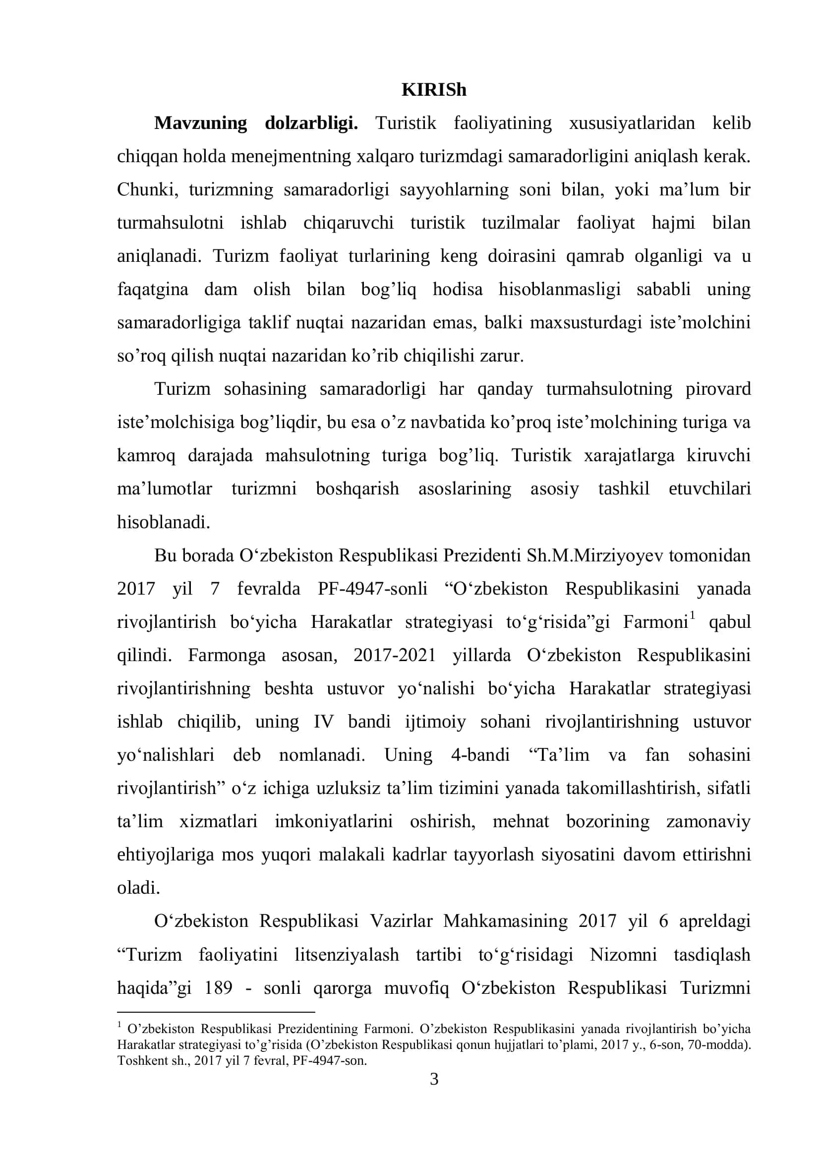 Turizm sohasining samaradorligini oshirish imkoniyatlari 3