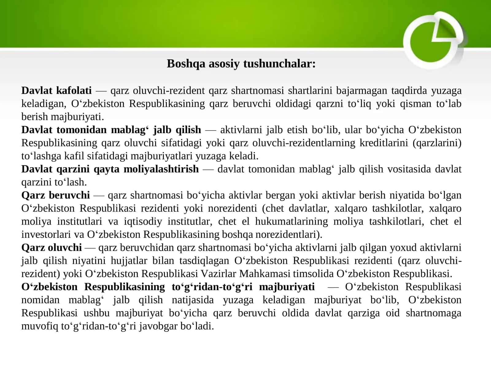 Davlat qarzi tushunchasi Tashqi va ichki qarz 3