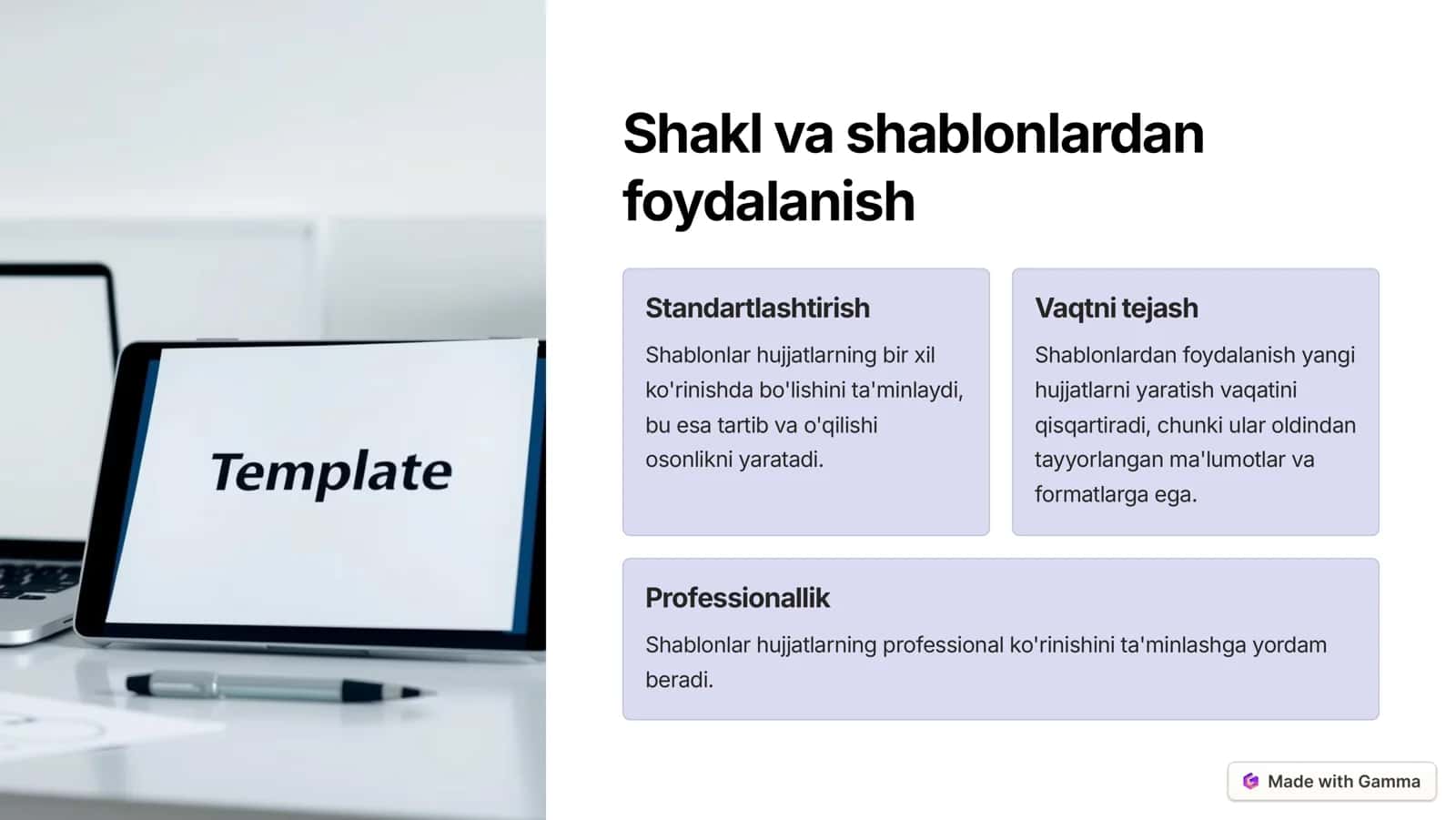 Avtomatlashtirilgan vositalar va shablonlar 3