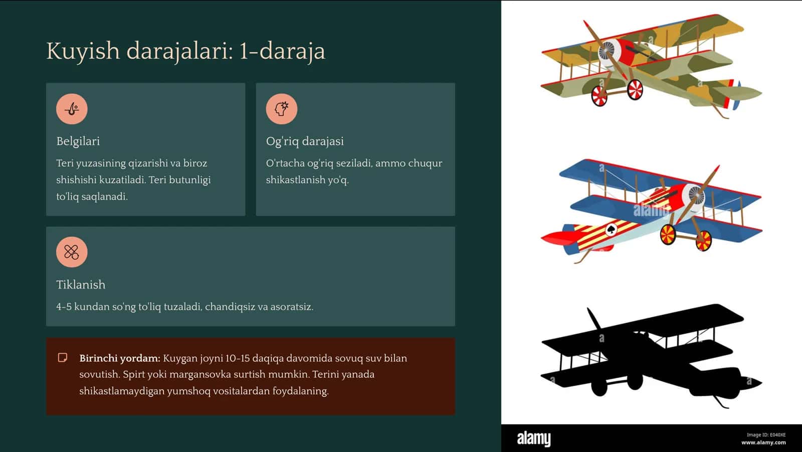 Kuyish tasnifi, darajalari va birinchi yordam algoritmi 3