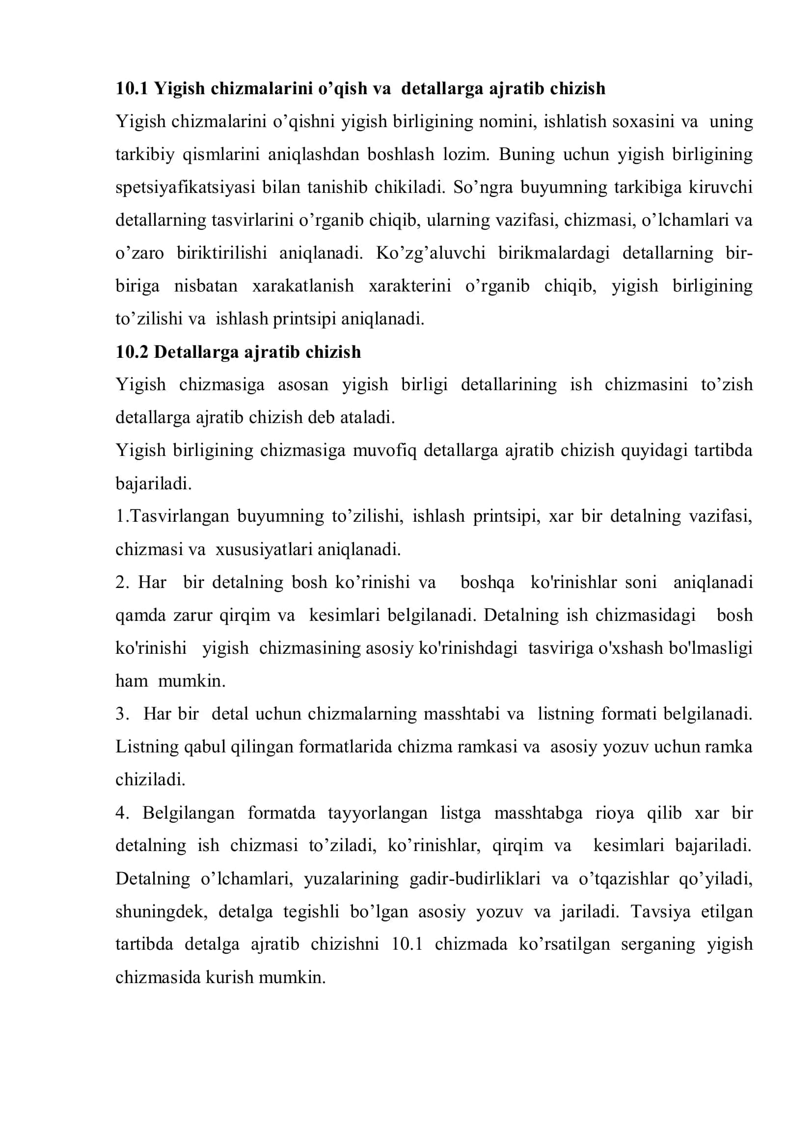 Yig'ish chizmalarini o'qish sxemalari 3