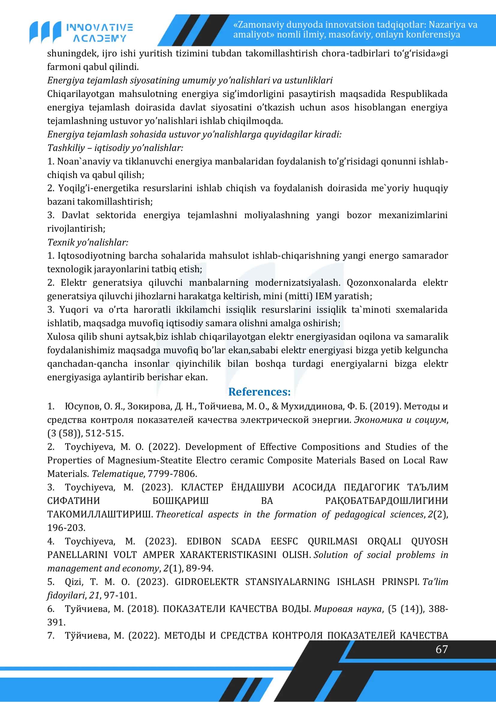 Jamiyat hayotida Energetikani o’rni yoki Energetika 3