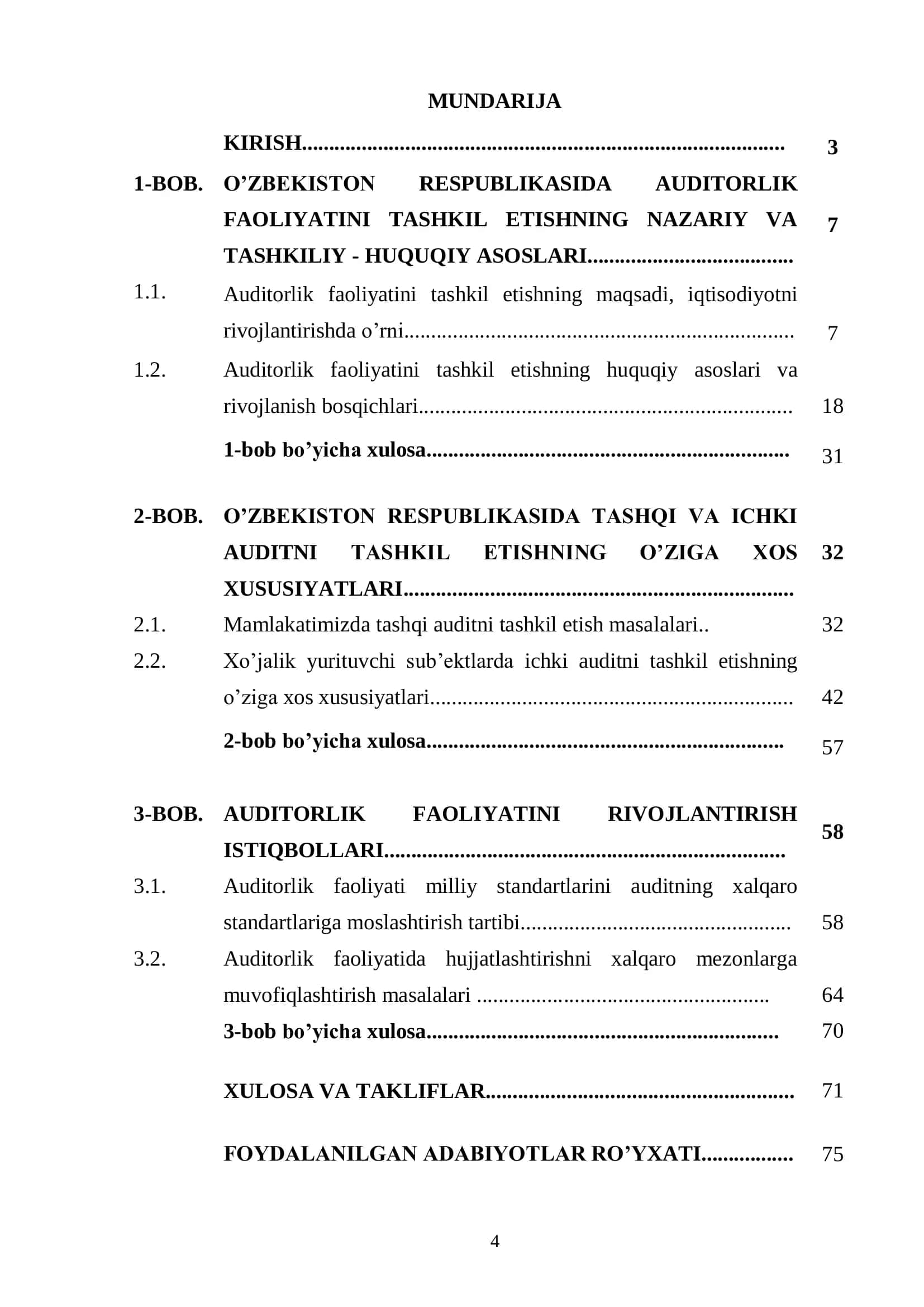 O‘ZBEKISTON RESPUBLIKASI OLIY VA O‘RTA MAXSUS TA’LIM VAZIRLIGI TOSHKENT MOLIYA INSTITUTI HISOB VA AUDIT FAKULTETI “AUDIT” KAFEDRASI SAYFIYEVA ZAMIRA HAMDULLA QIZI 3