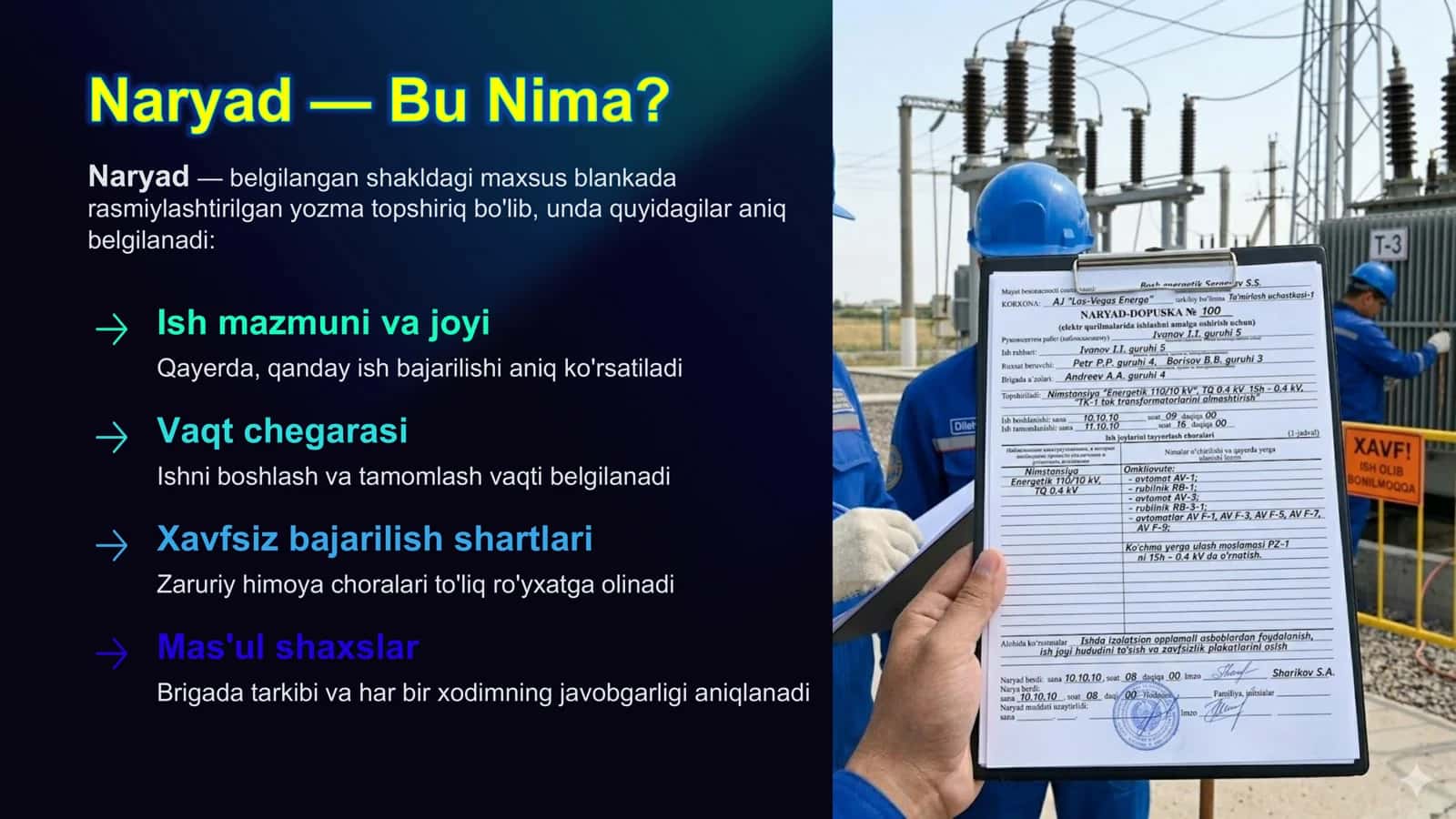 NARYAD, FARMOYISH VA JORIY EKSPLUATATSIYA 3