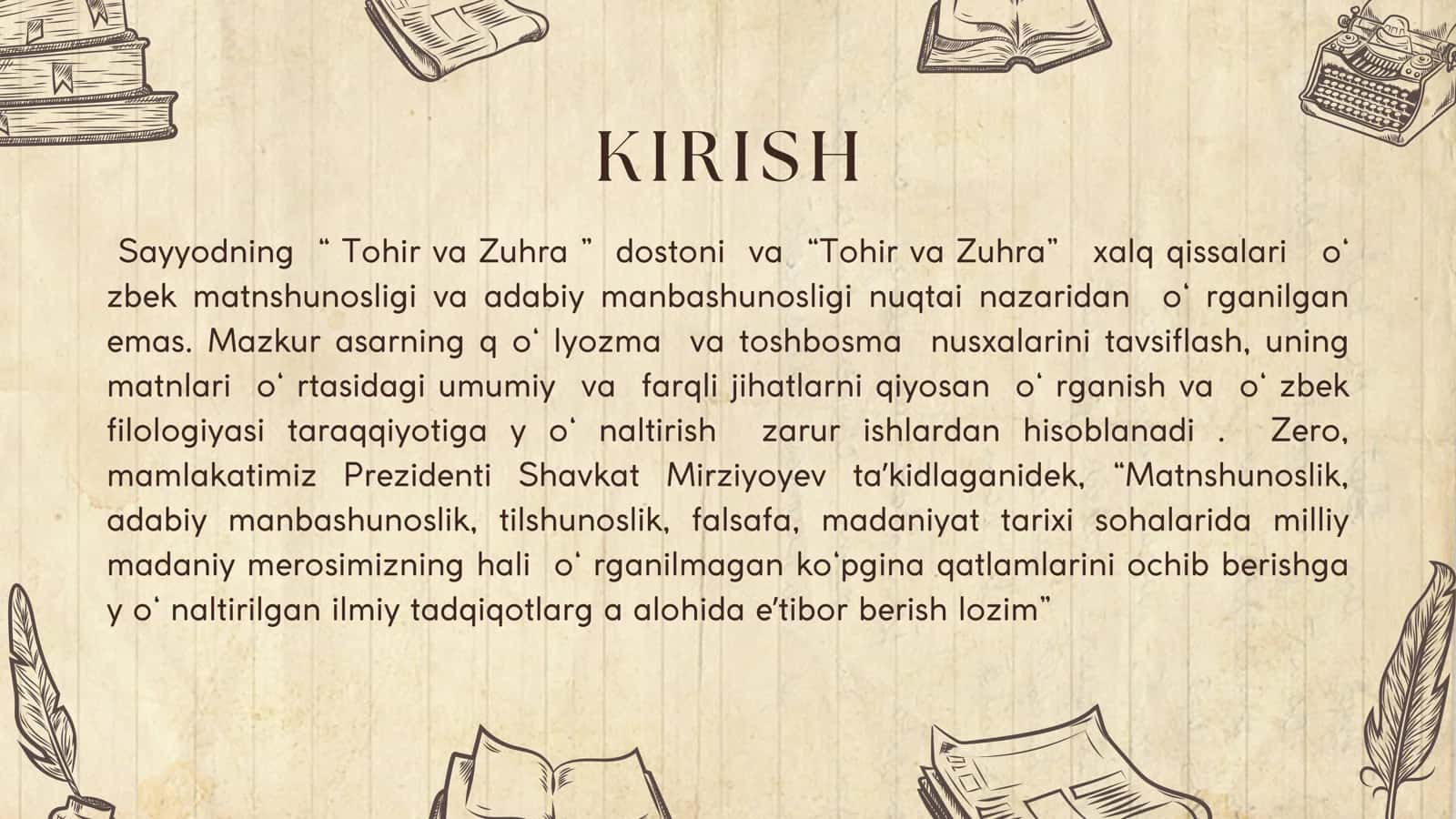 SAYYODNING “TOHIR VA ZUHRA” DOSTONI TEKISTALOGIYASI 3