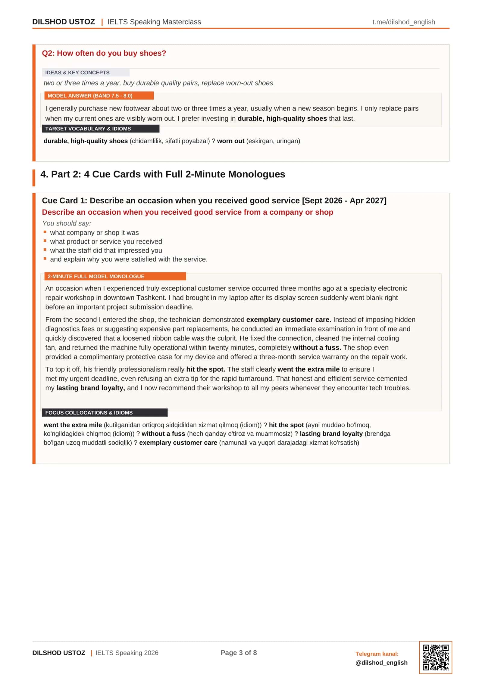 IELTS Speaking Masterclass lesson 7. 3