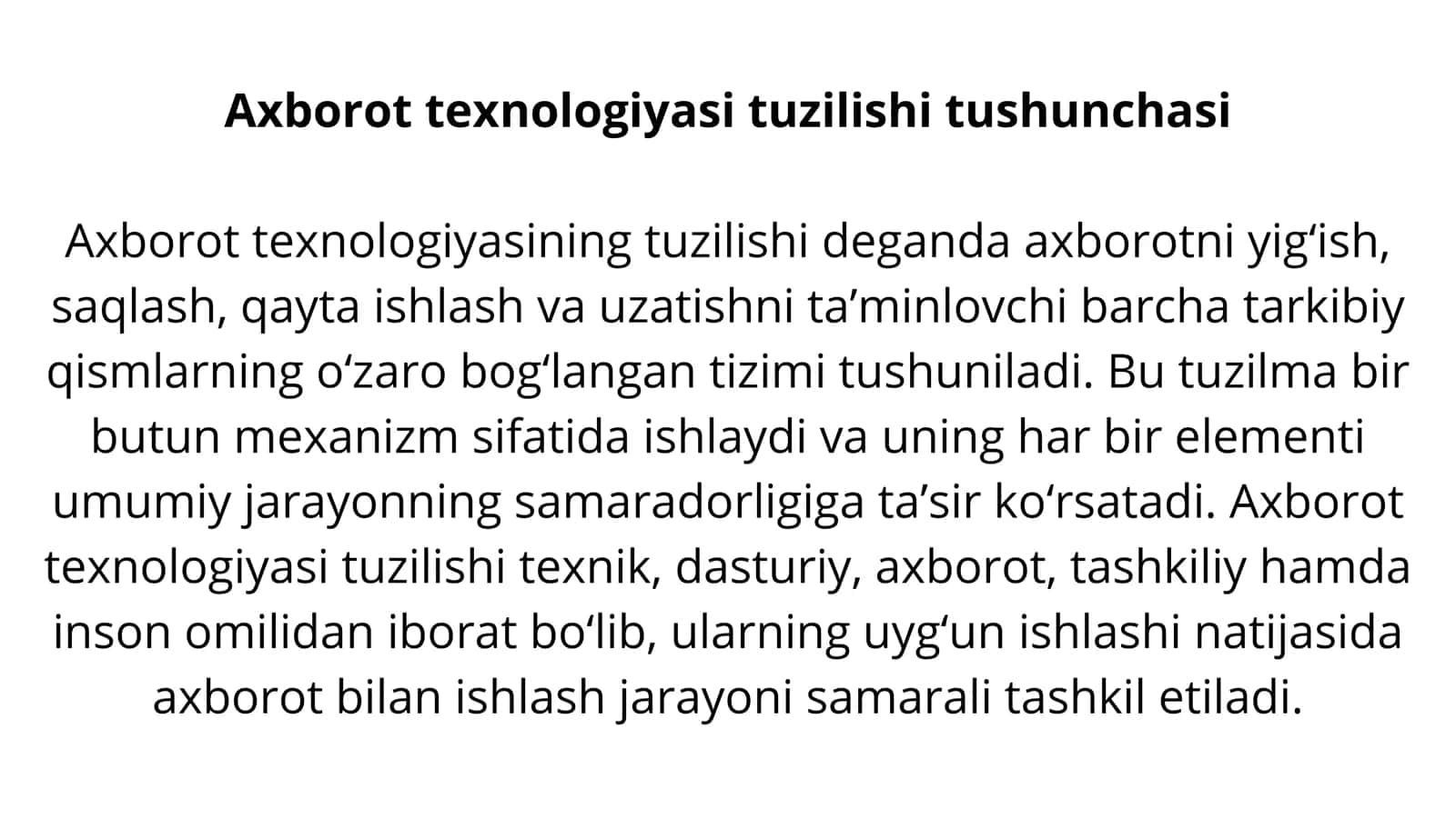 Axborot texnologiyasining tuzilishi 3