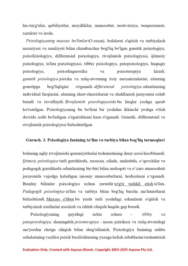 Zamonaviy psixologiya tarmoqlari 3