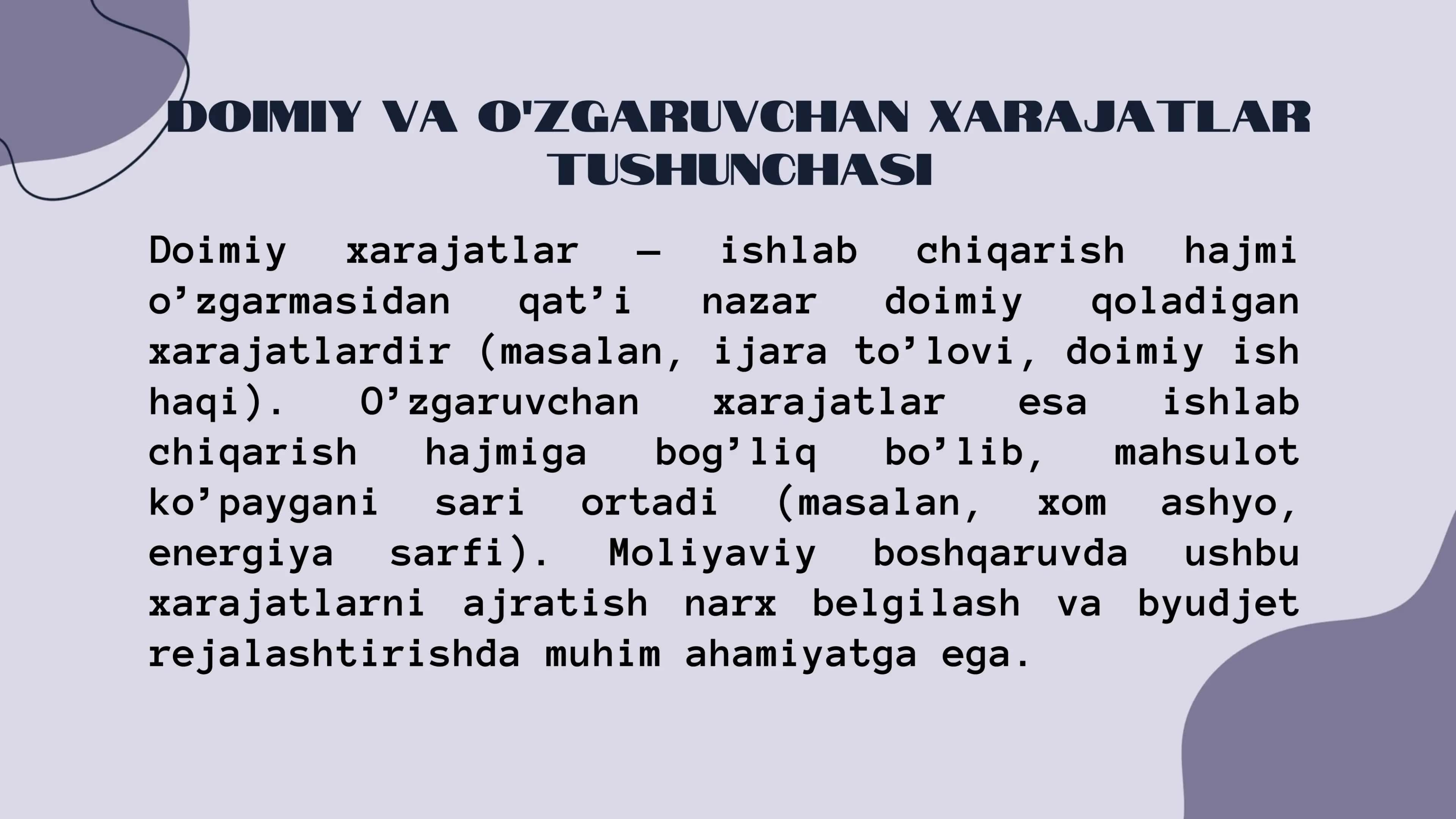 Doimiy ozgaruvchan harajatlarni ajratish 3