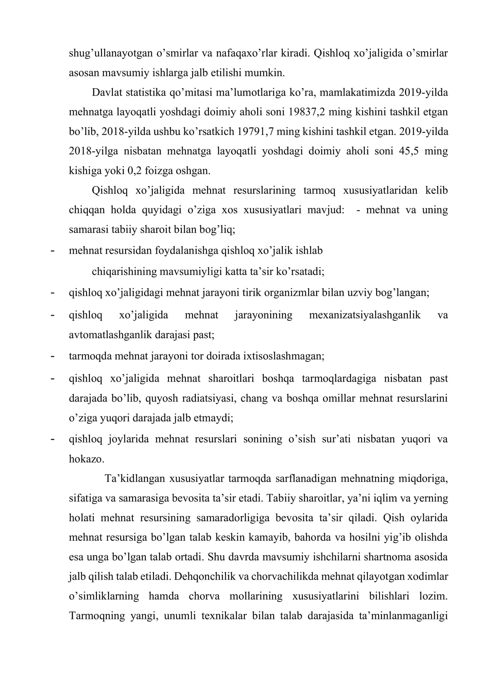 Qishloq xo’jaligida mehnat resurslari va ulardan foydalanish samaradorligi 3